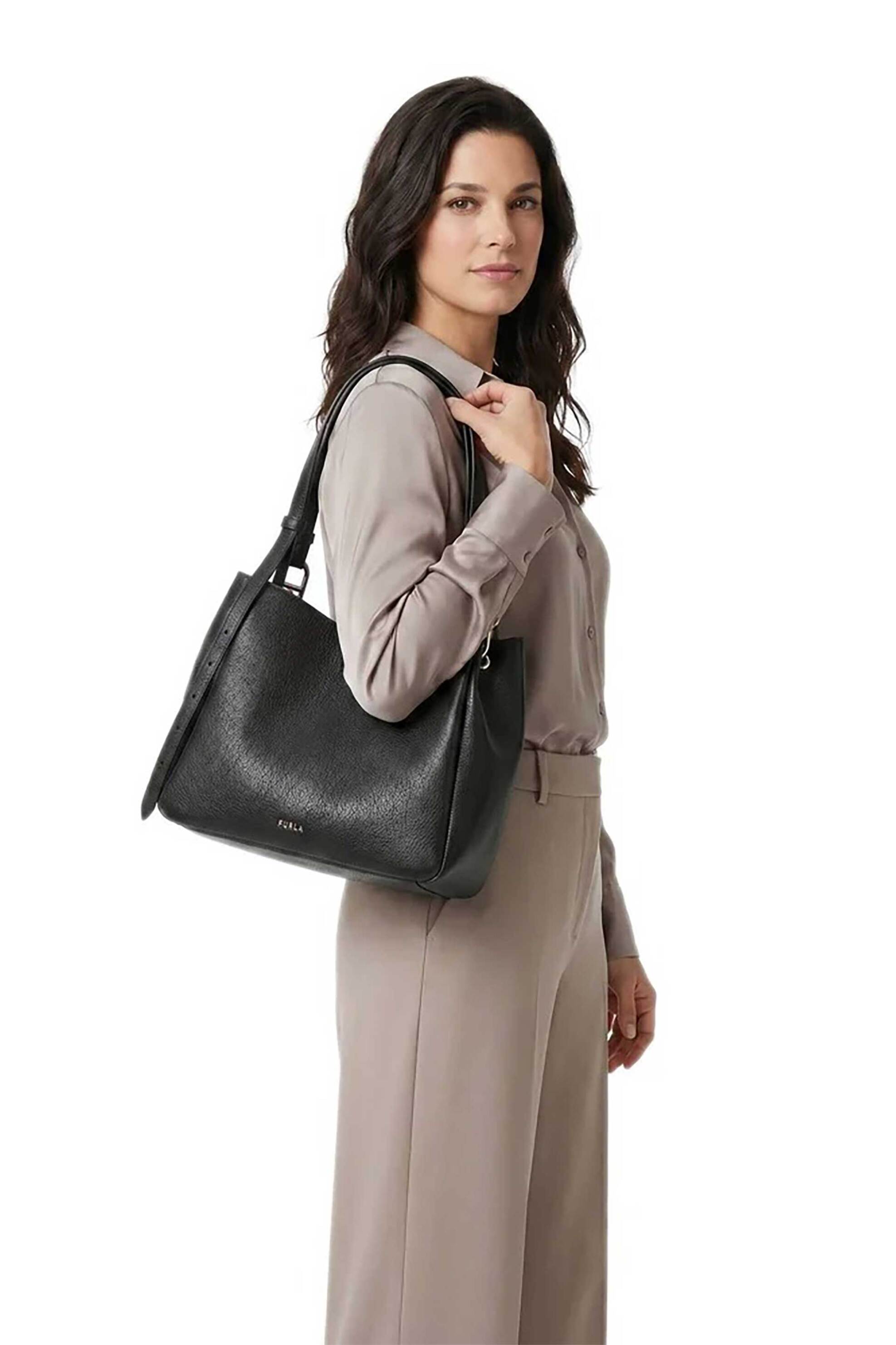 Furla Γυναικεία Δερμάτινη Τσάντα Ώμου Nuvola M - Wb02020-Hsf000 Μαύρο