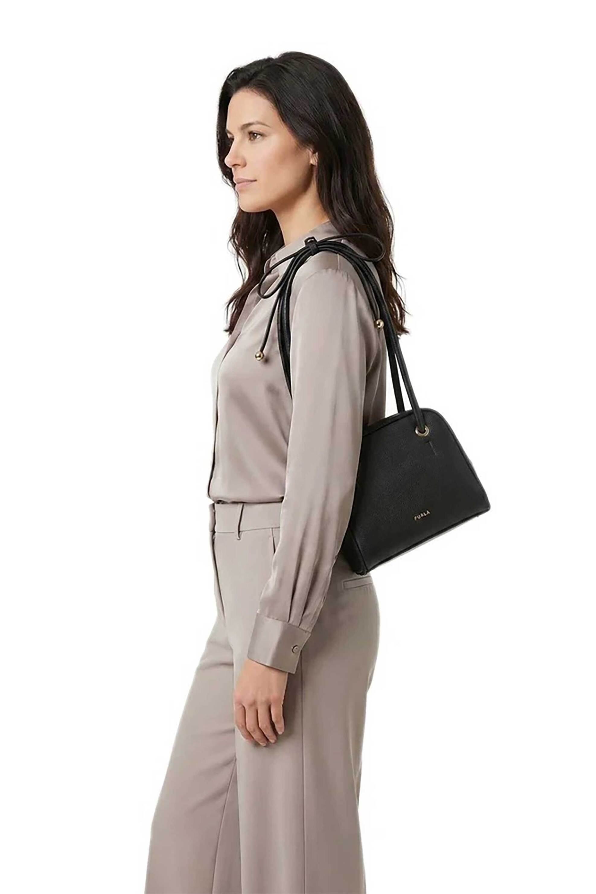 Furla Γυναικεία Δερμάτινη Τσάντα Ώμου Poppy S - Wb02064-Bx4573 Μαύρο