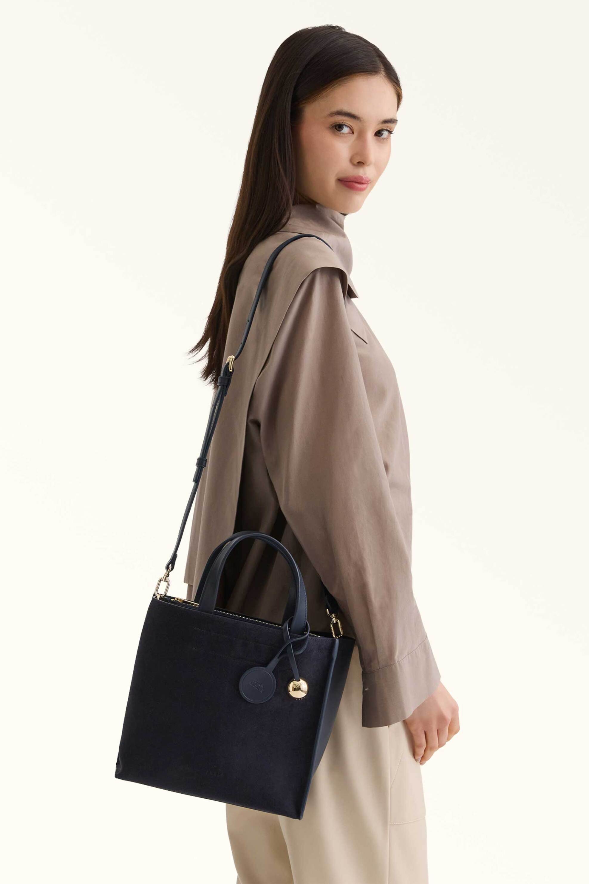 Furla Γυναικεία Δερμάτινη Τσάντα Χειρός Divide It Tote S - Wb02123-Bx4018 Μπλε Σκούρο