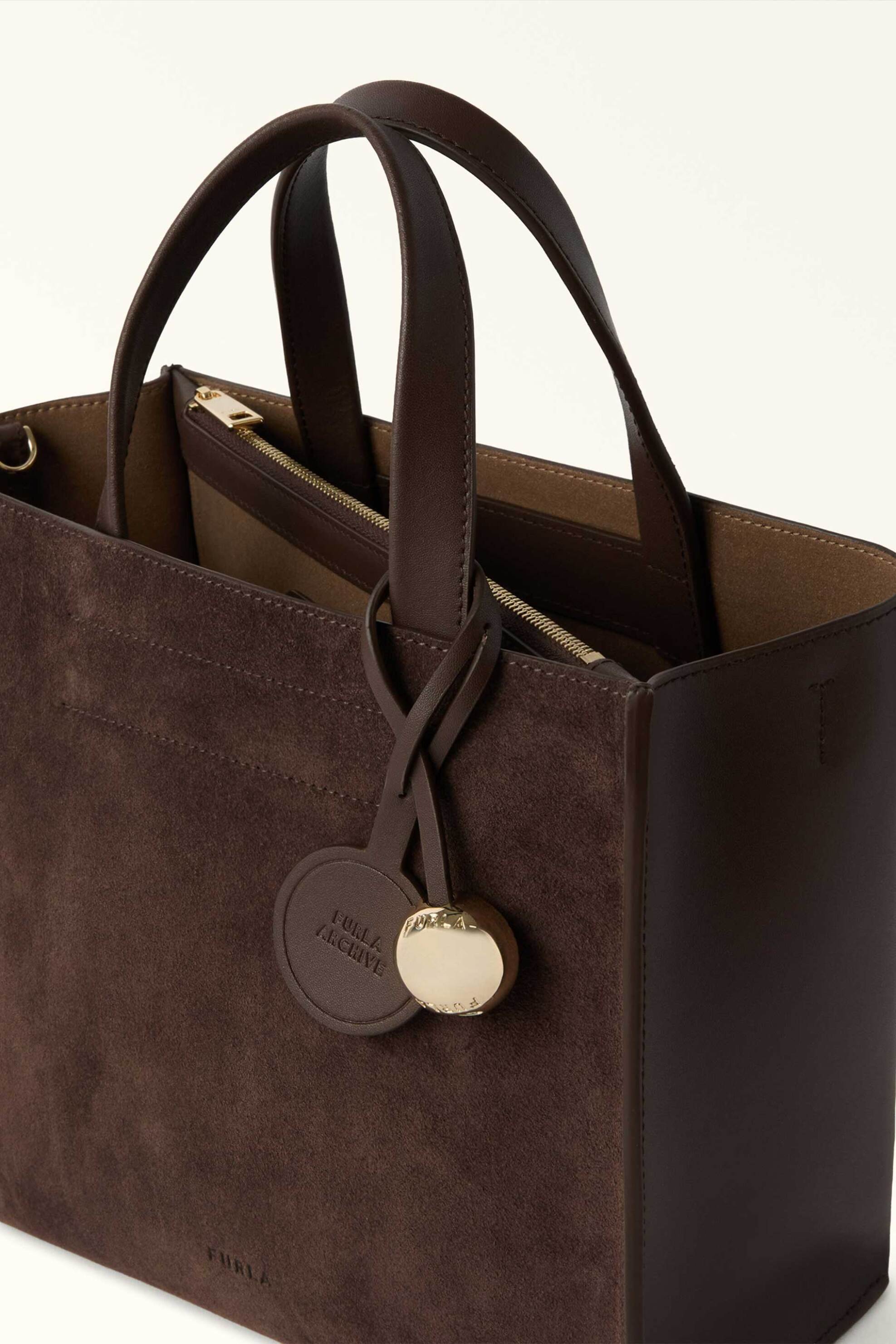 FURLA Furla γυναικεία δερμάτινη τσάντα χειρός " Divide It Tote S" - WB02123-BX4018 Καφέ - 3