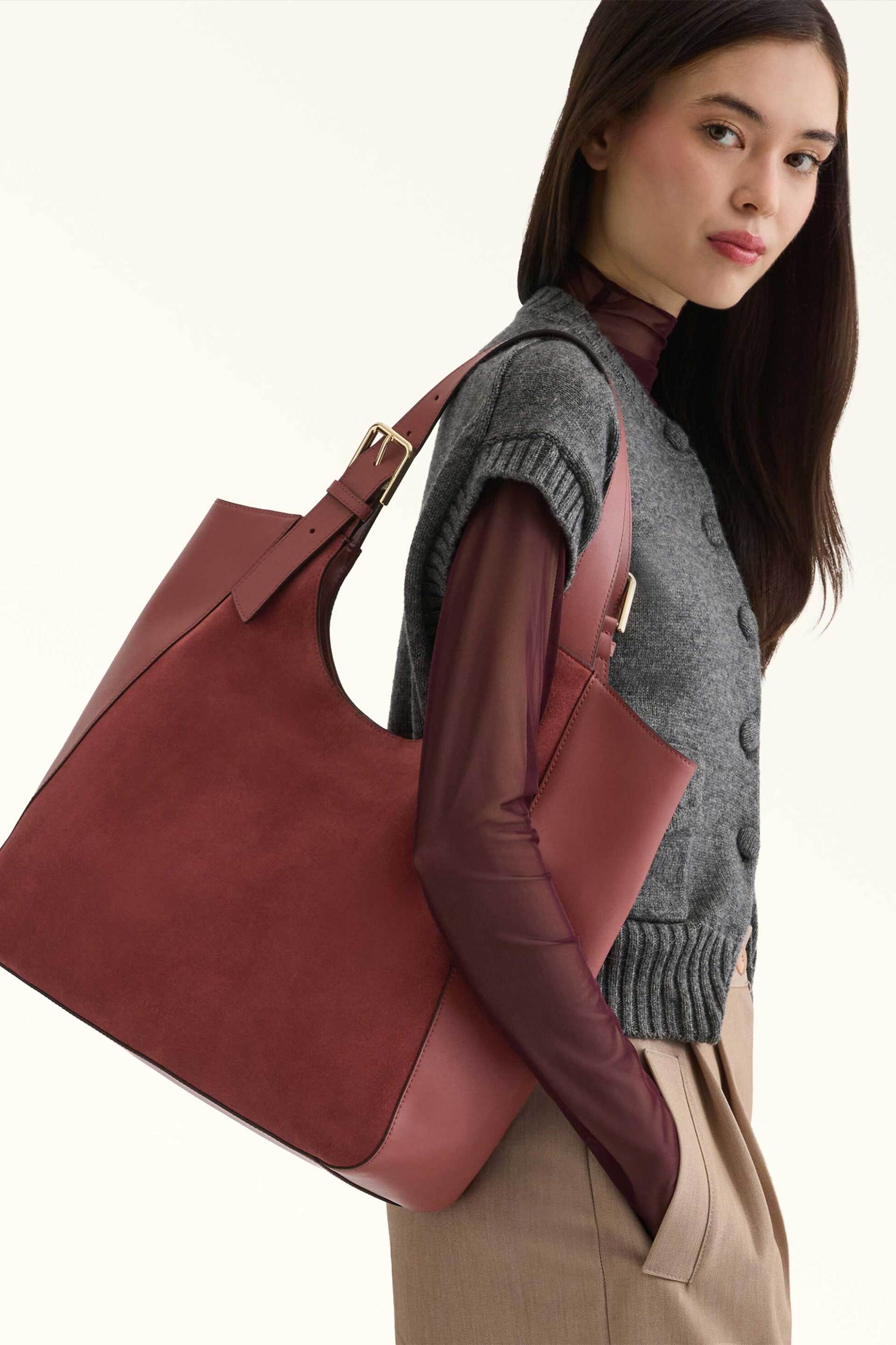 Furla Γυναικεία Δερμάτινη Τσάντα Ώμου Dora Tote L - Wb02129-Bx4018 Μπορντό