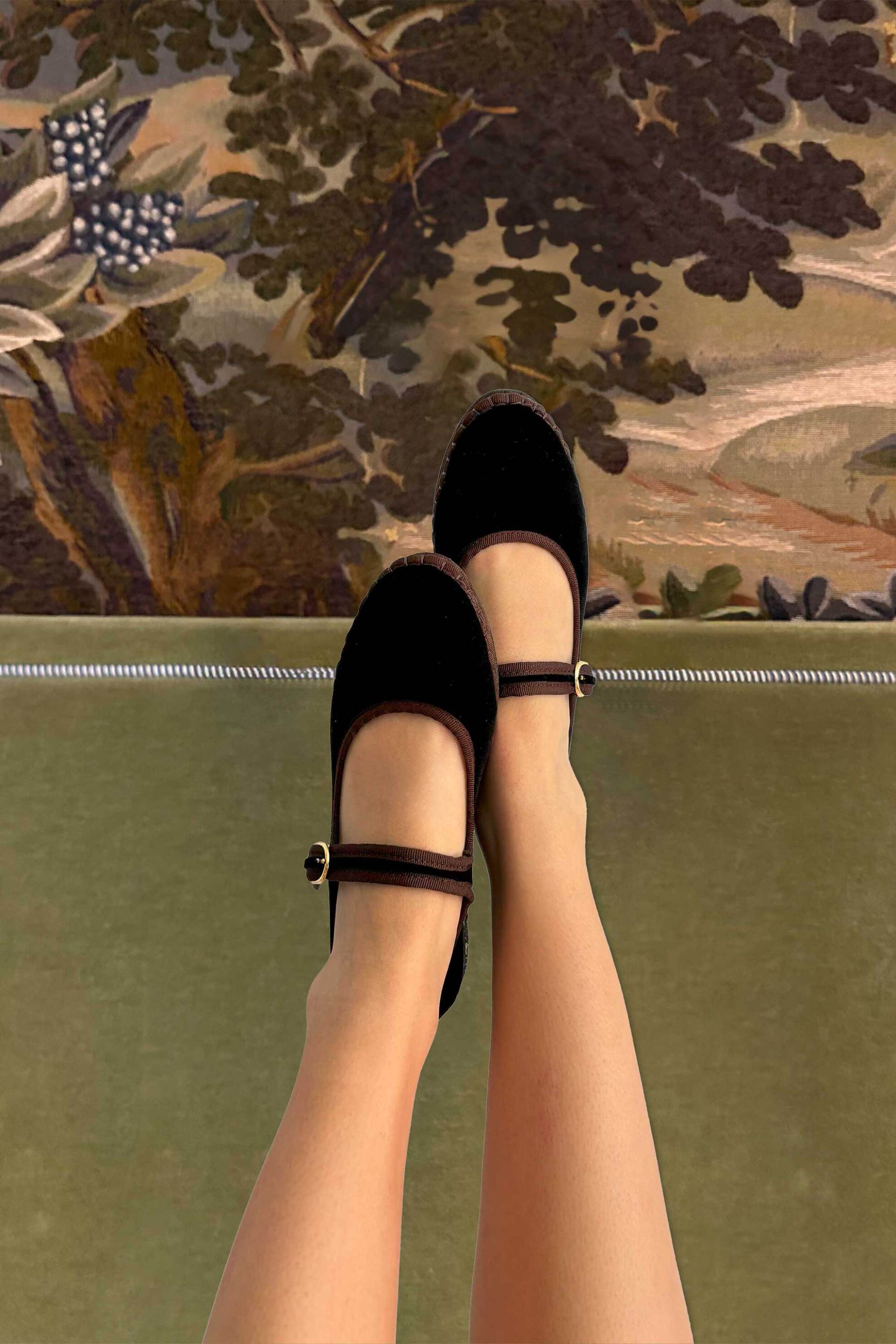 Flabelus γυναικείες μπαλαρίνες με μπαρέτα και βελούδινη υφή "Sethe" - SETHE Μαύρο φωτογραφία