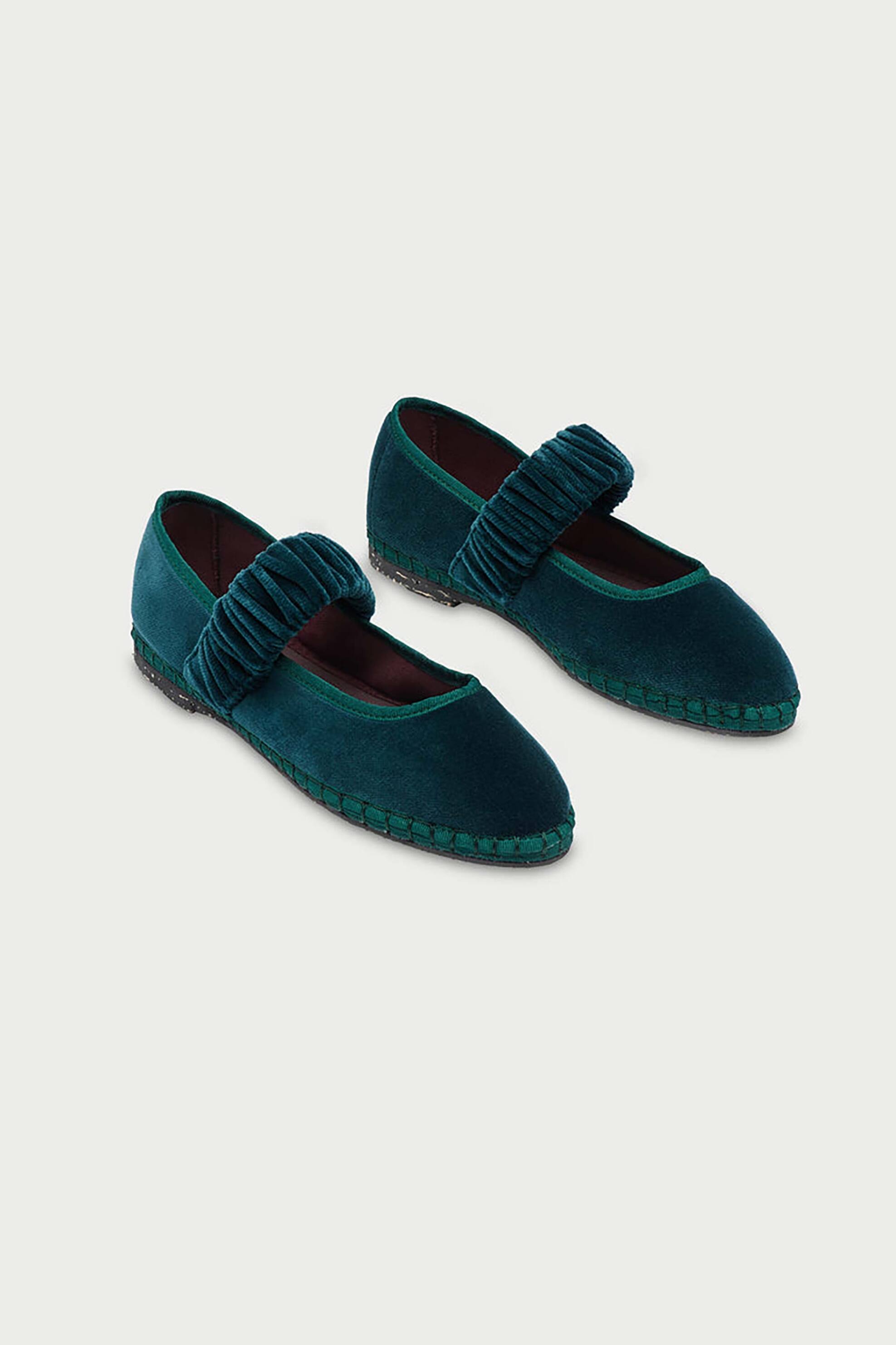 Flabelus γυναικείες μπαλαρίνες με μπαρέτα και βελούδινη υφή "Mafalda Leonor" - Mafalda Leonor Πράσινο φωτογραφία