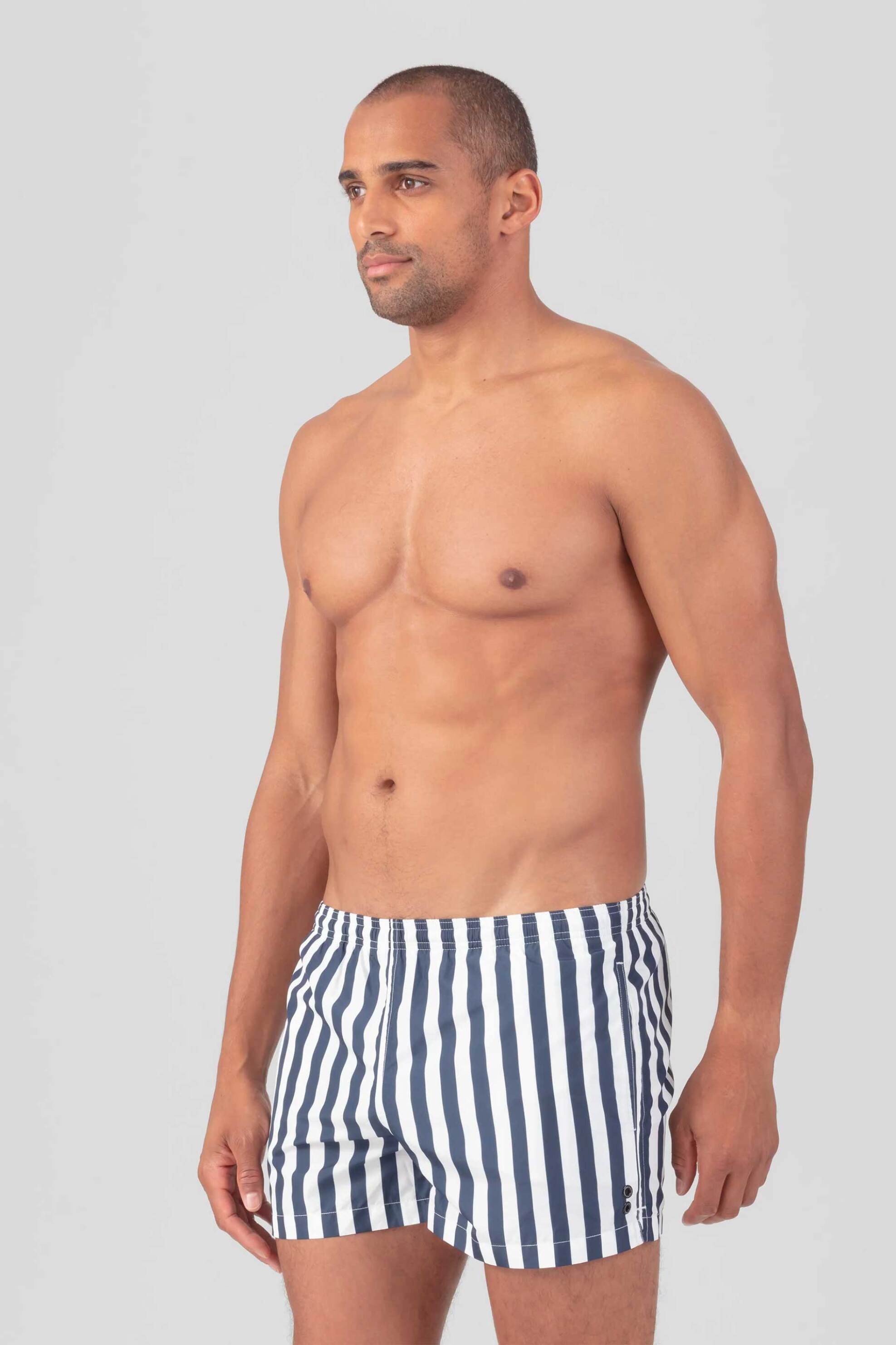 Ron Dorff ανδρικό μαγιό σορτς με ρίγες Close Fit - 00SR23V Μπλε Σκούρο φωτογραφία