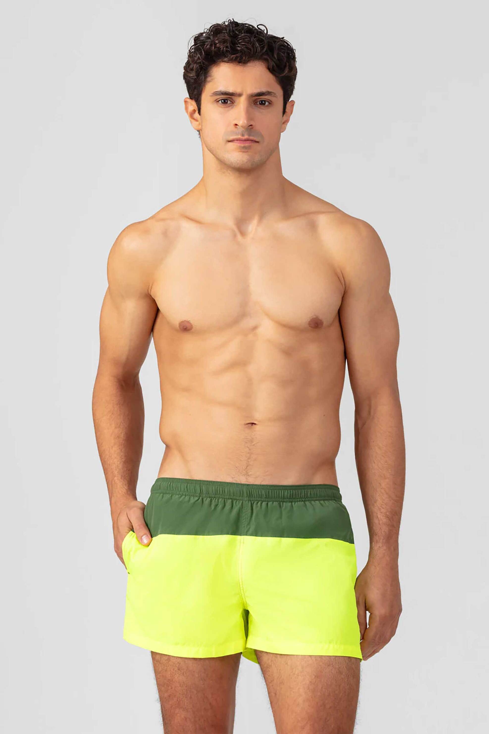 Ron Dorff ανδρικό μαγιό σορτς με διχρωμία Close Fit - 19SR23B Κίτρινο Ανοιχτό