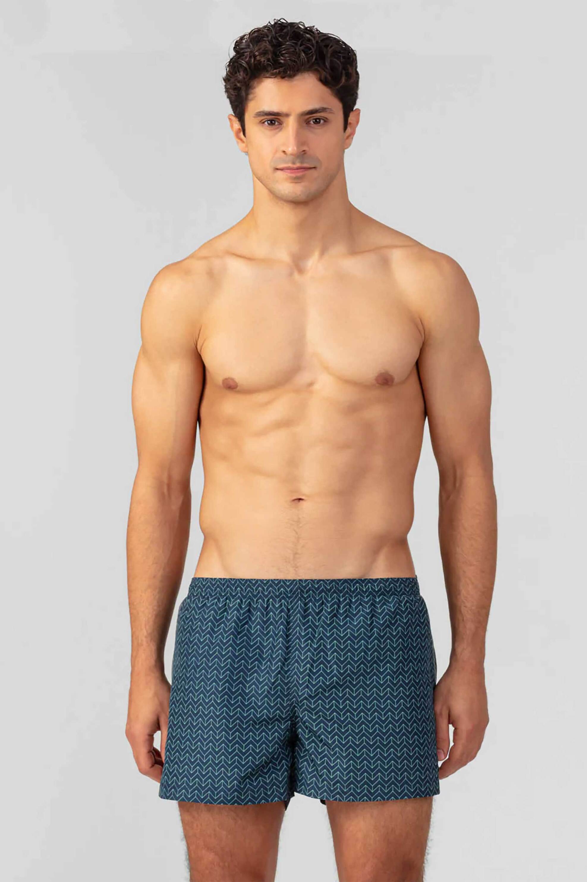 RON DORFF Ron Dorff ανδρικό μαγιό σορτς με nordic line μοτίβο Close Fit - 19SR23NL Μπλε Σκούρο