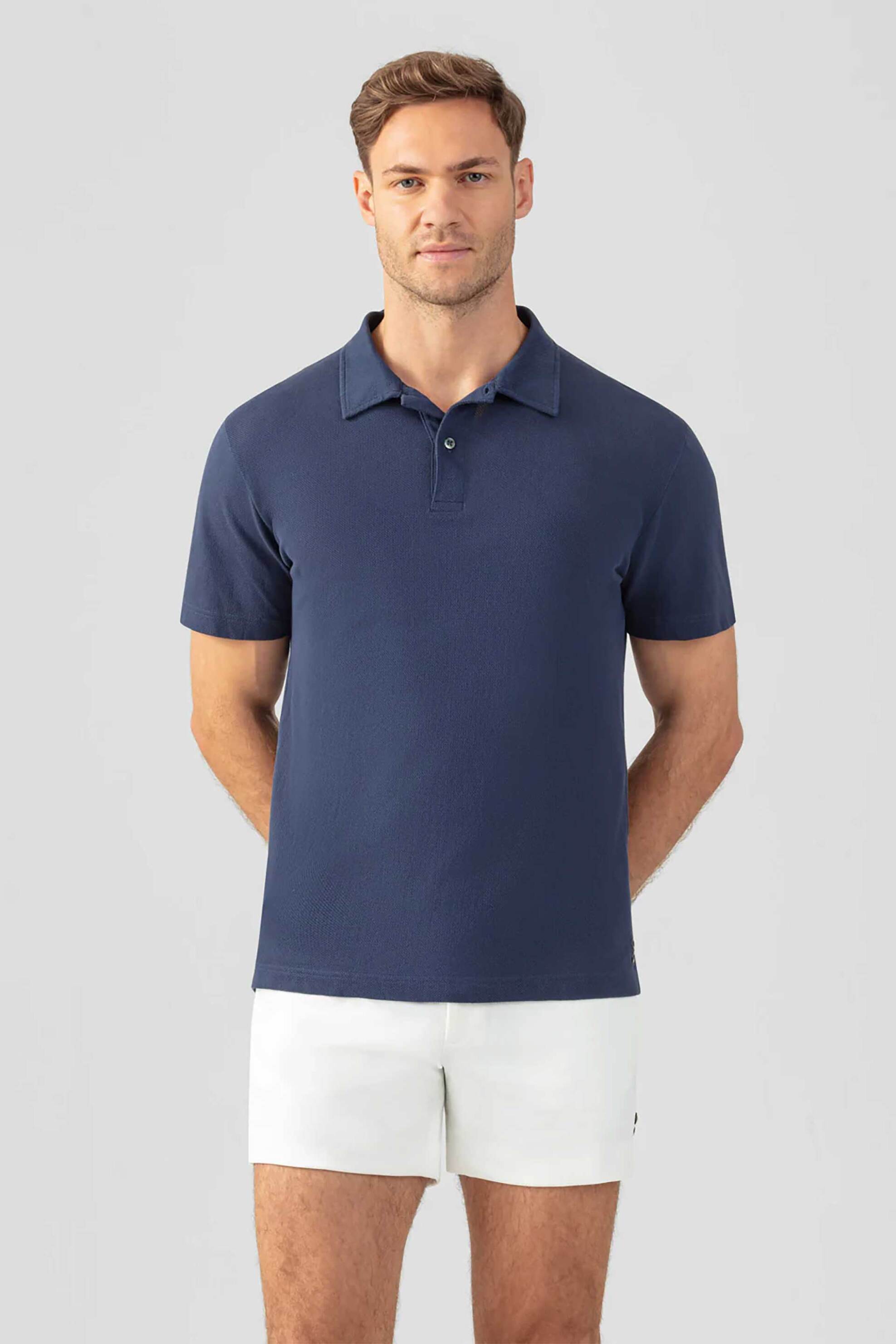 RON DORFF Ron Dorff ανδρική μπλούζα πόλο κοντομάνικη Tapered fit - 19TS1724 Μπλε