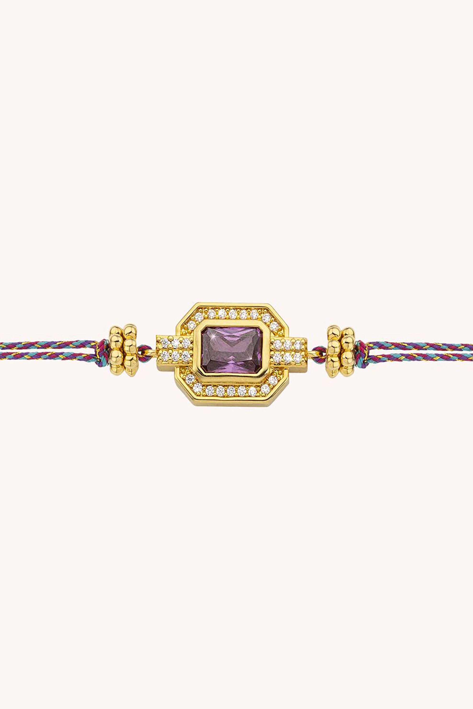 MYA BAY Mya Bay γυναικείo βραχιόλι με πέτρες "Amethyste Shiny Art Deco" - BR-363 Χρυσό