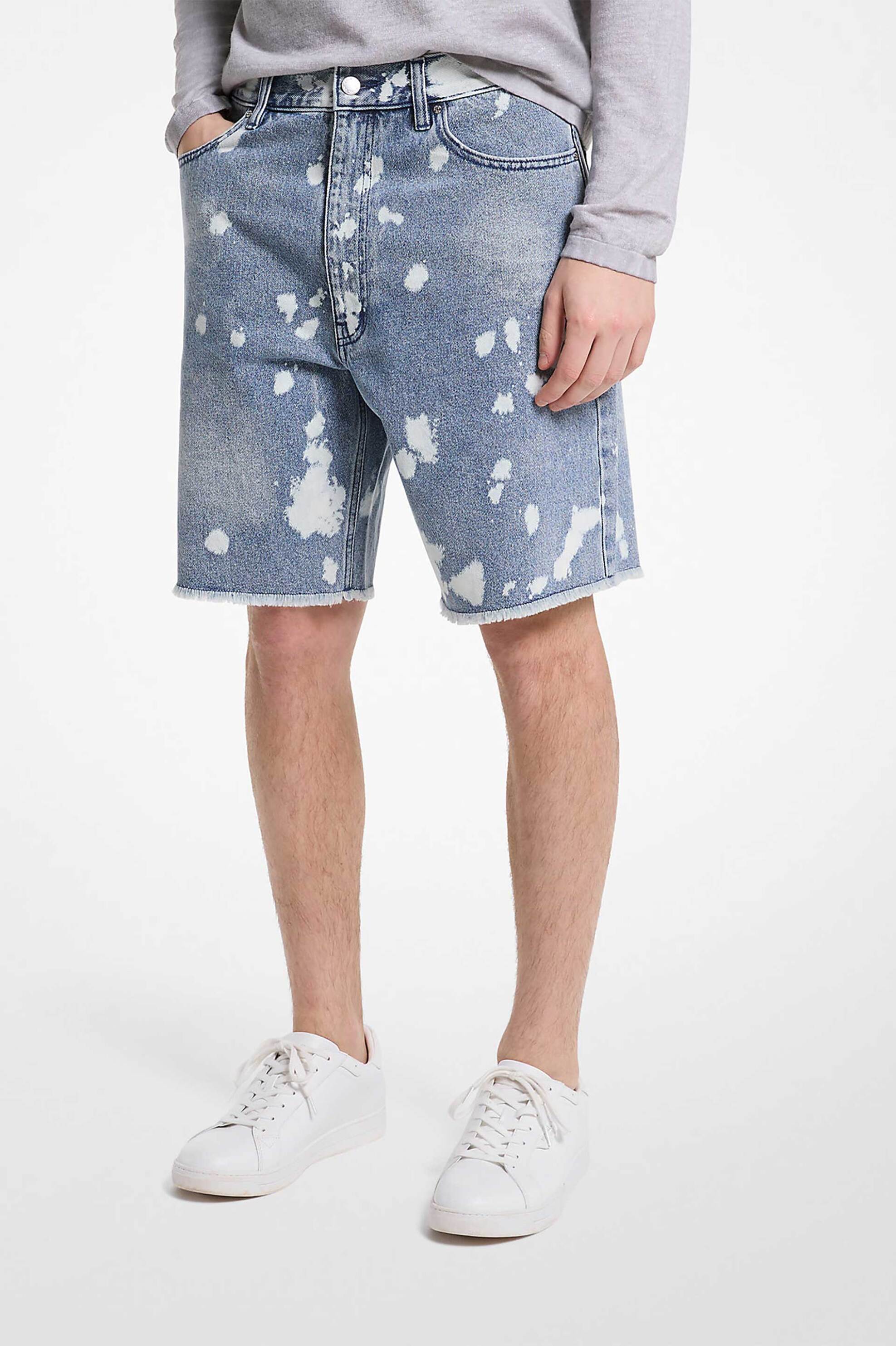 Michael Kors ανδρική denim βερμούδα πεντάτσεπη "Frayed Splattered" - CS5900QHME Denim Blue