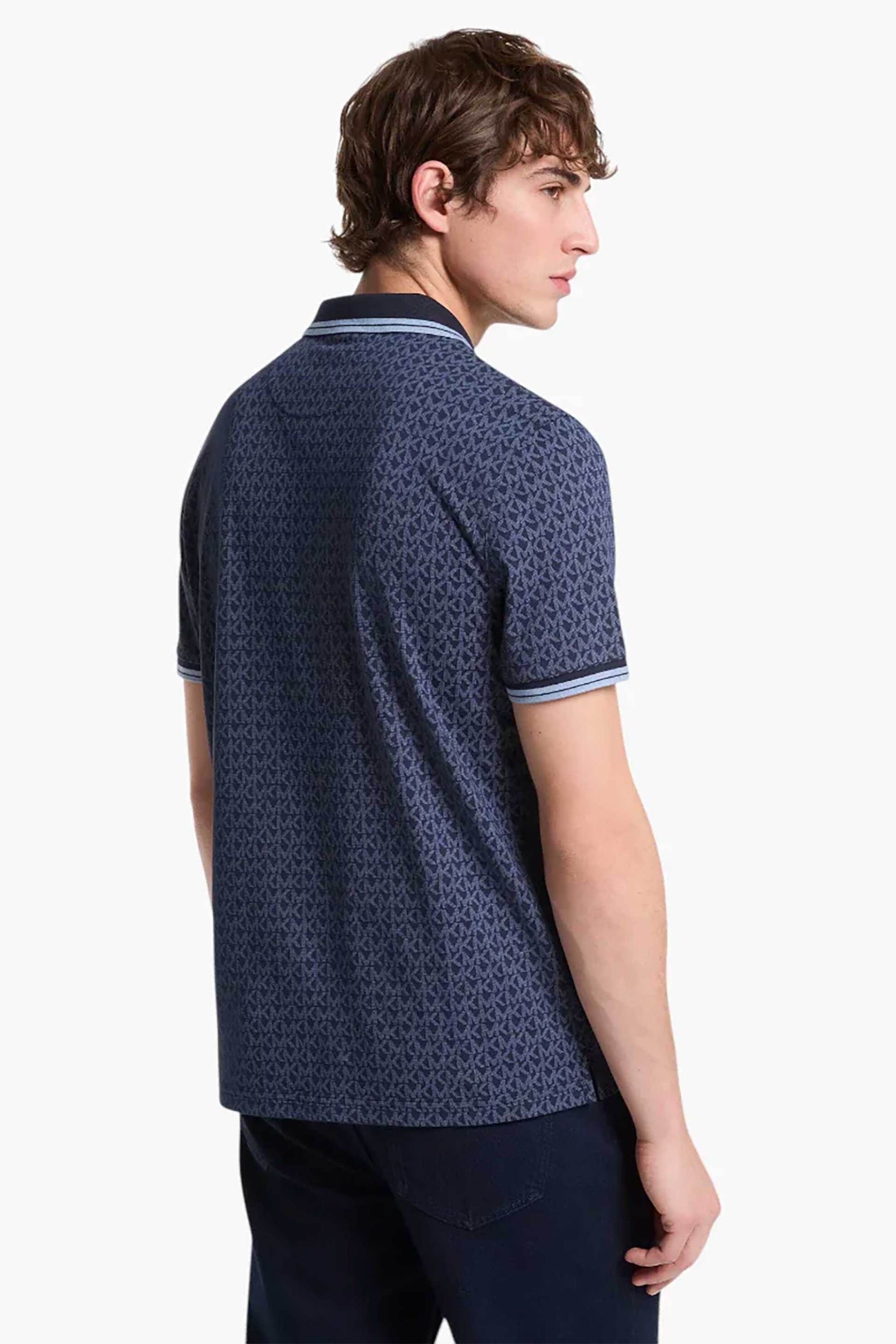 Michael Kors ανδρική μπλούζα πόλο κοντομάνικη με all-over print Regular Fit - CS550V85KS Μπλε Σκούρο φωτογραφία