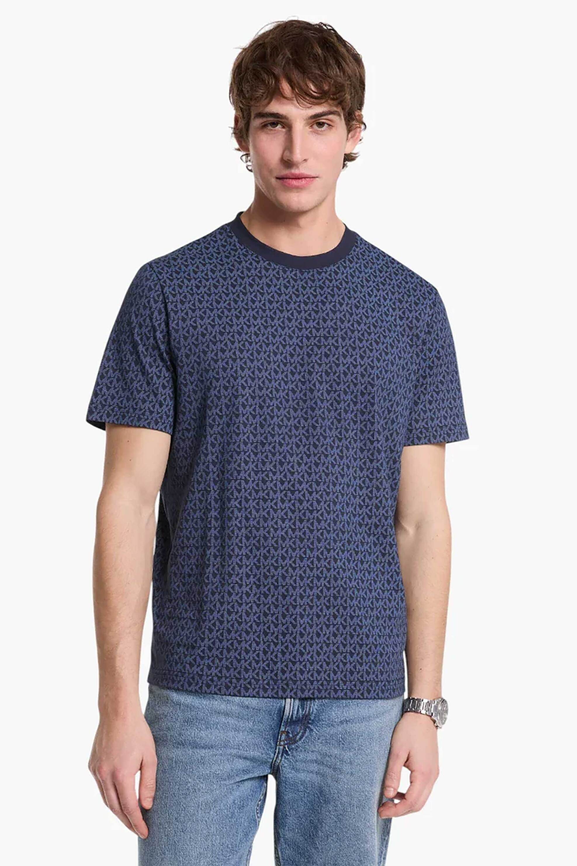 Michael Kors ανδρικό T-shirt με all-over print - CS5529A5KS Μπλε Σκούρο