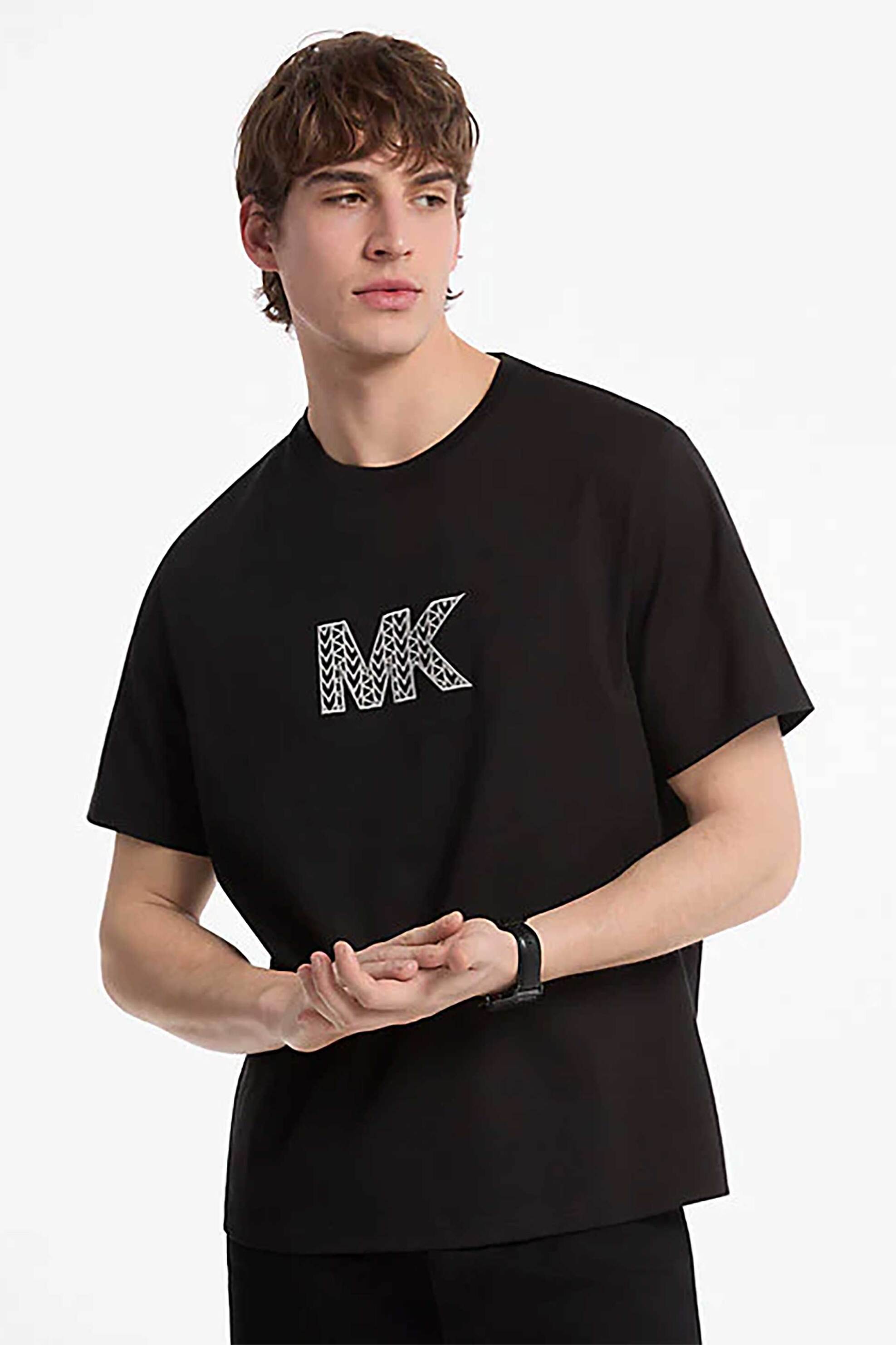 Michael Kors ανδρικό T-shirt με logo print - CT552LN1V2 Μαύρο