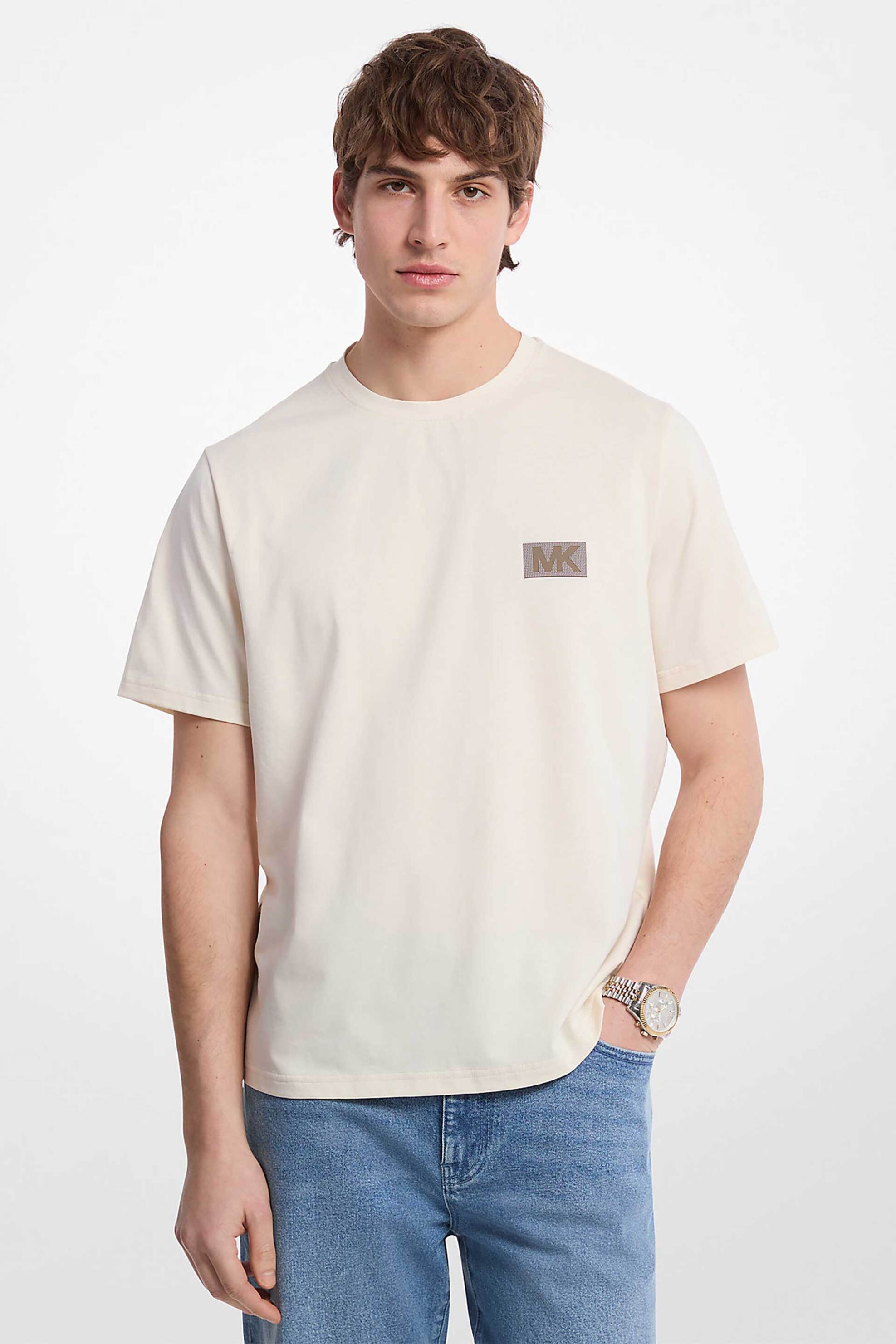 Michael Kors ανδρικό T-shirt με logo print - CT552NHFV4 Εκρού