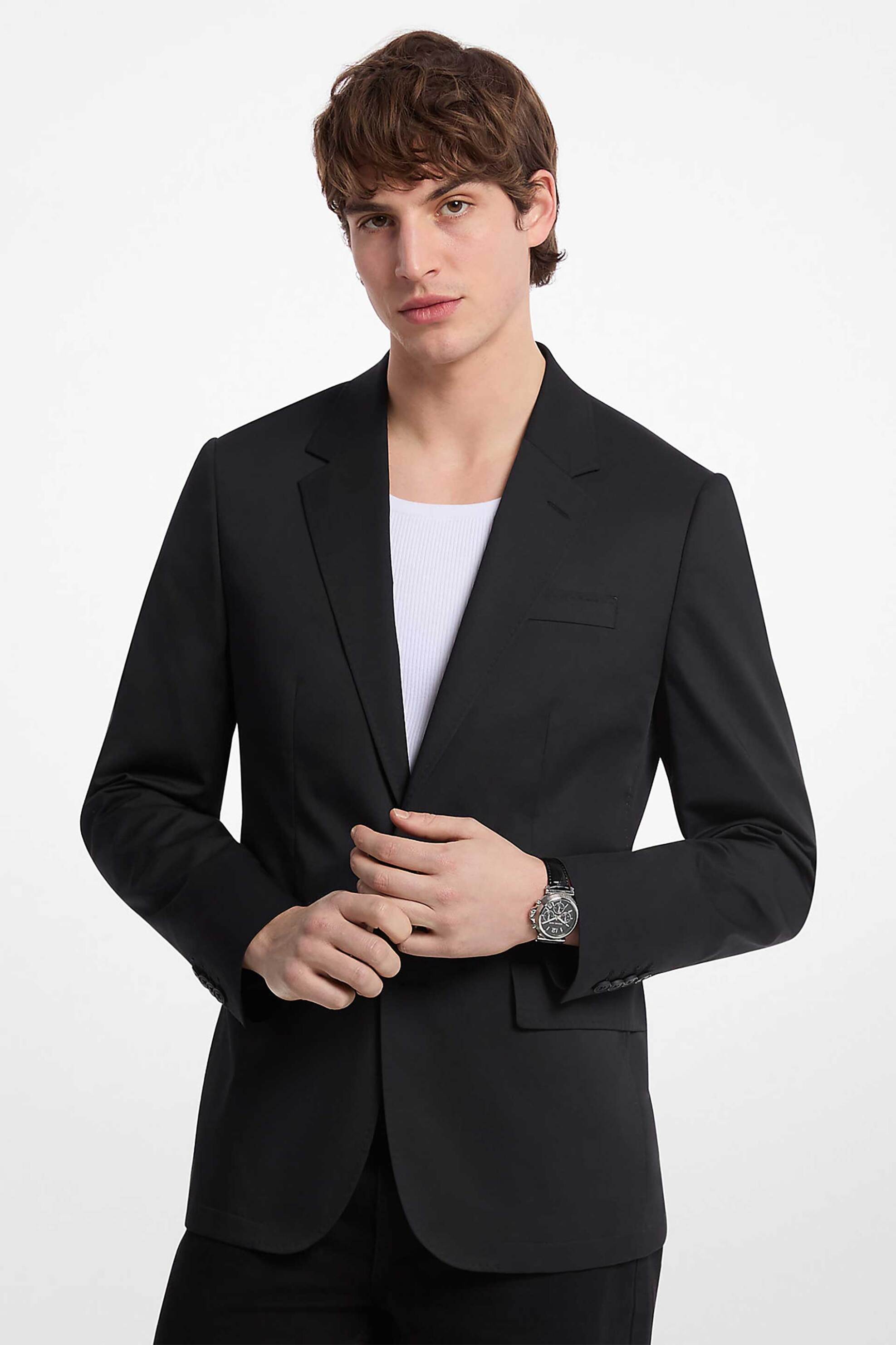 MICHAEL KORS Michael Kors ανδρικό σακάκι με τεχνολογία COOLMAX® Slim fit - CT5100THVS Μαύρο