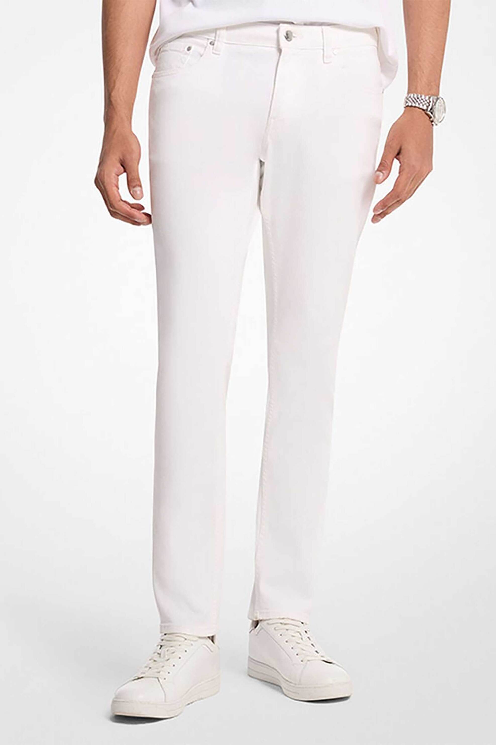 Michael Kors ανδρικό τζιν παντελόνι πεντάτσεπο Straight Fit "Parker" - CB99A5GHPN Λευκό
