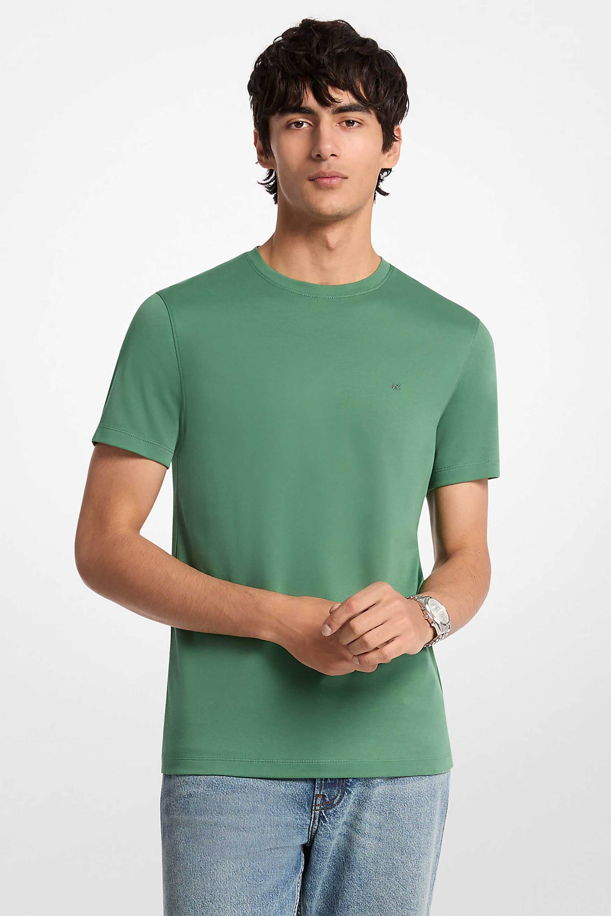 Michael Kors ανδρικό T-shirt με κεντημένο monogram print Regular Fit - CF15FJ2C93 Πράσινο