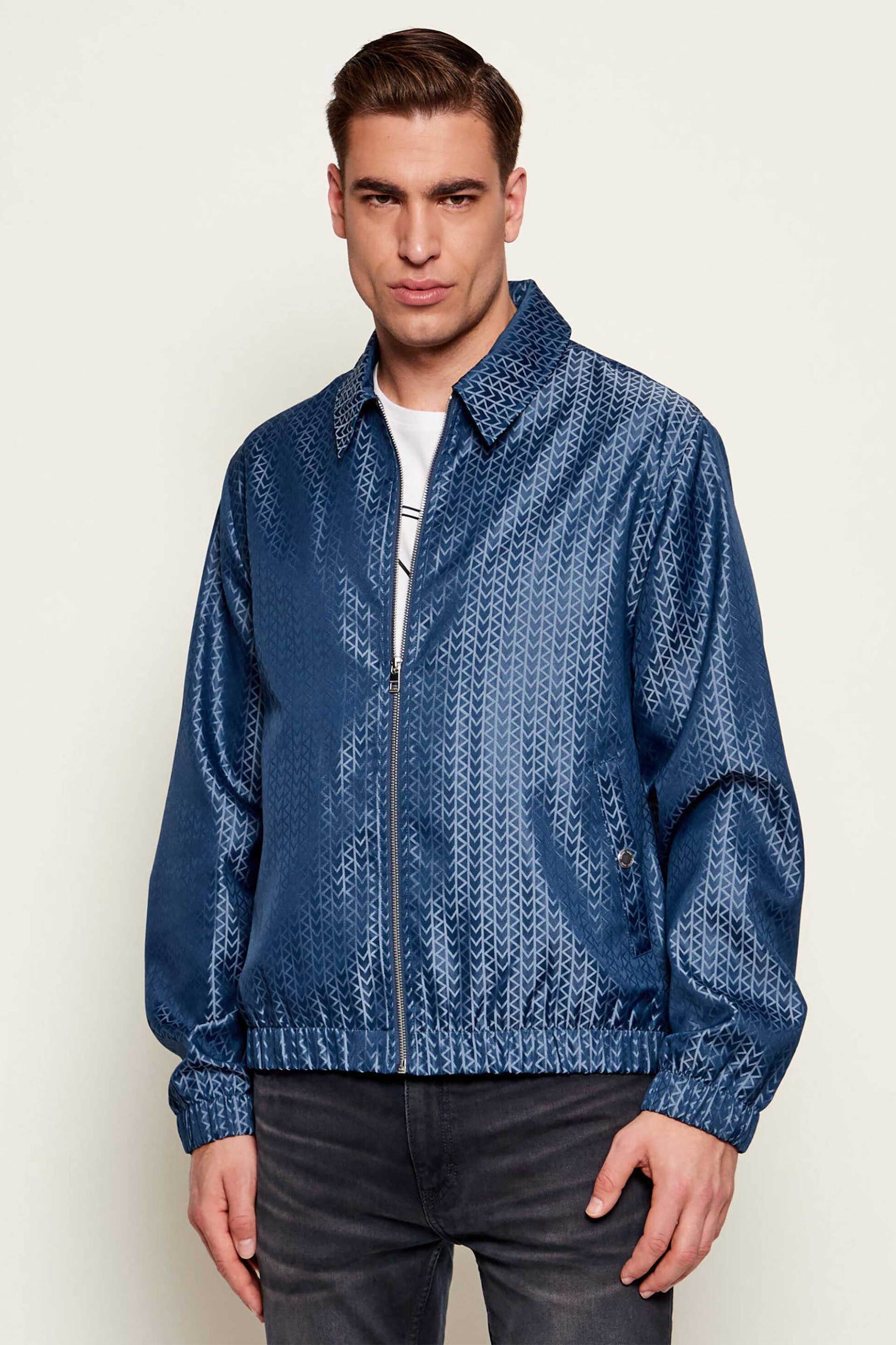 Michael Kors ανδρικό bomber jacket με all-over monogram print Regular Fit - CR6208EK90 Μπλε