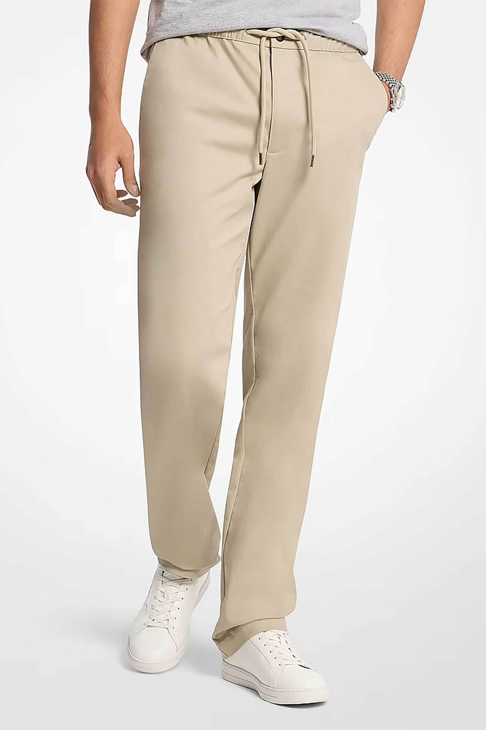 Michael Kors ανδρικό παντελόνι με ελαστική μέση Tapered Fit - CR6305SK7E Μπεζ