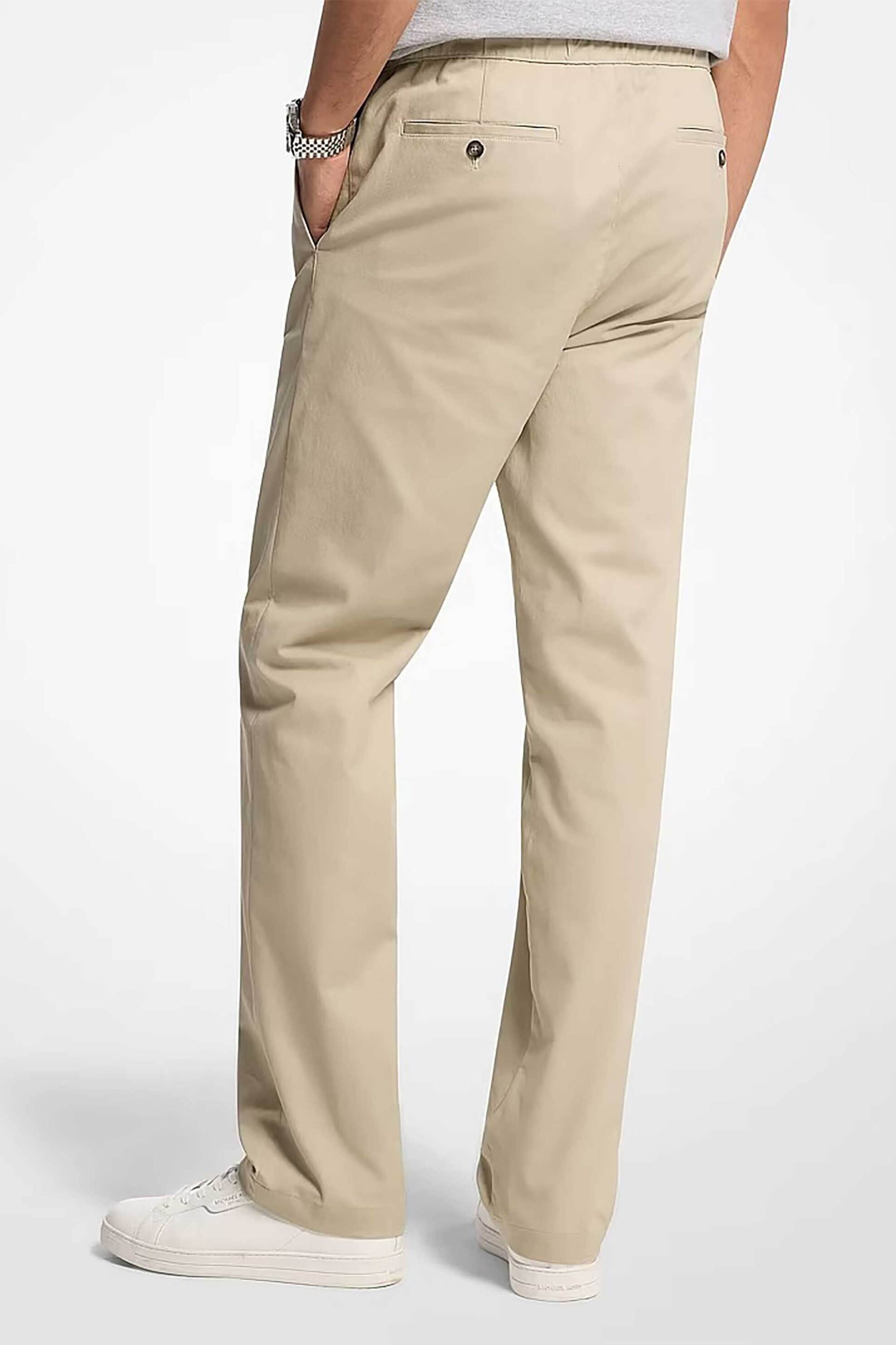 Michael Kors Ανδρικό Παντελόνι με Ελαστική Μέση Tapered Fit - Cr6305Sk7E Μπεζ
