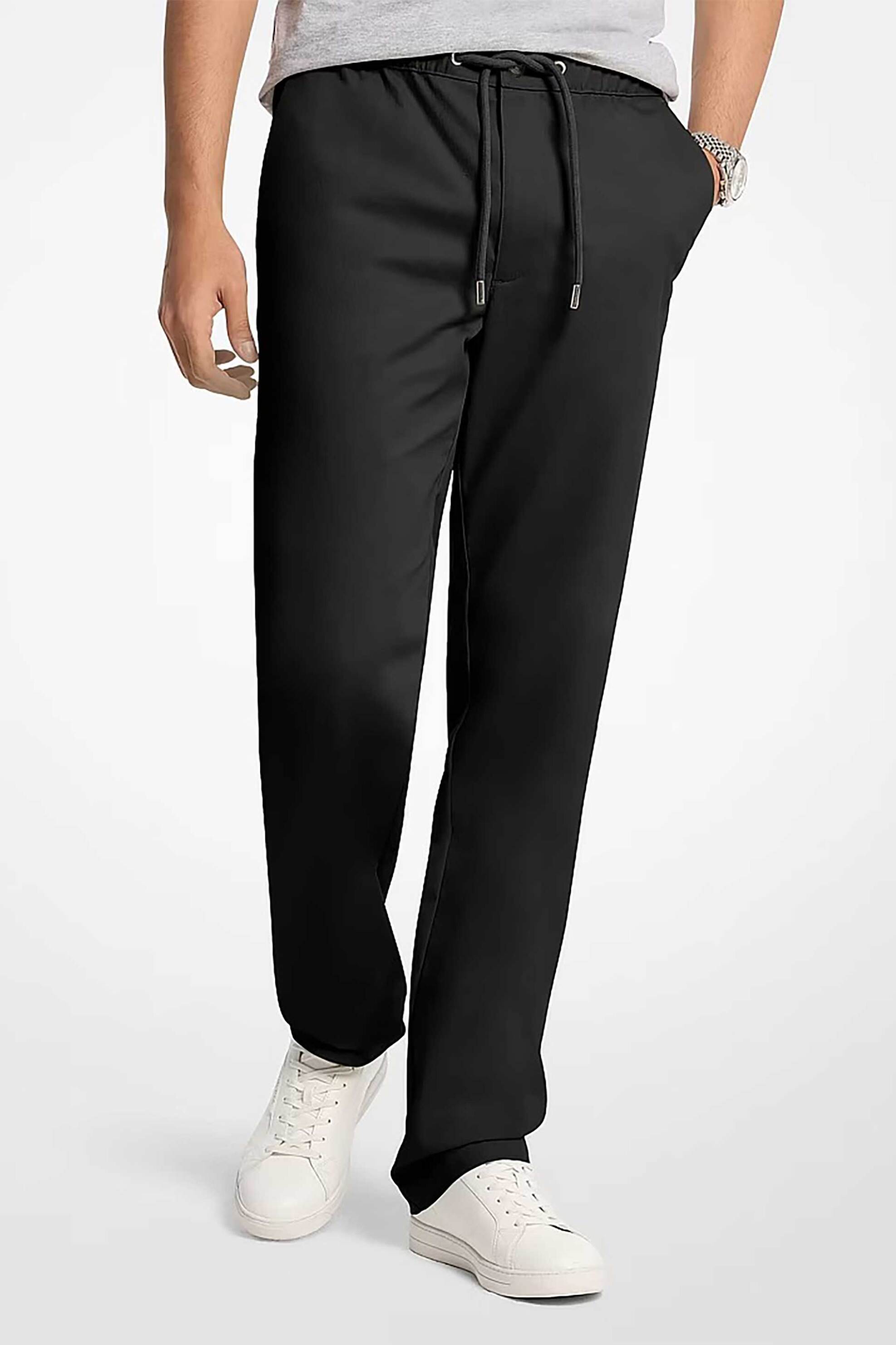 Michael Kors ανδρικό παντελόνι με ελαστική μέση Tapered Fit - CR6305SK7E Μαύρο