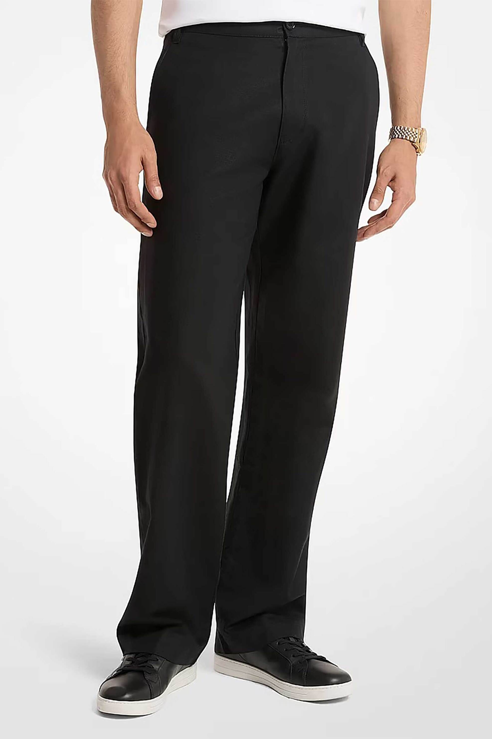 Michael Kors ανδρικό παντελόνι chino από λινάρι και βαμβάκι Classic Fit - CS6304BKPY Μαύρο
