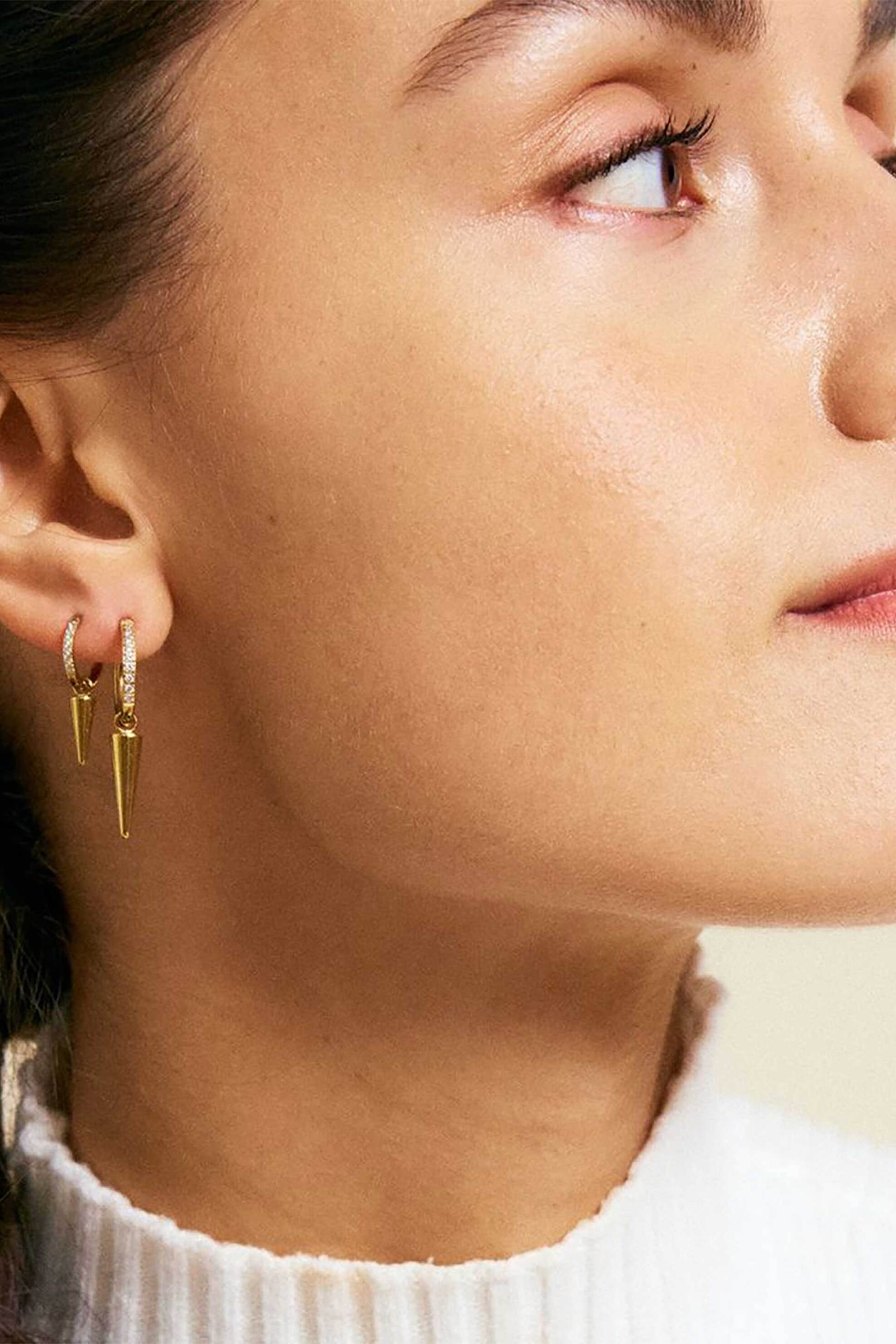 Edblad Γυναικεία Σκουλαρίκια Peak Hoops Mini Sparkle Gold - 127067