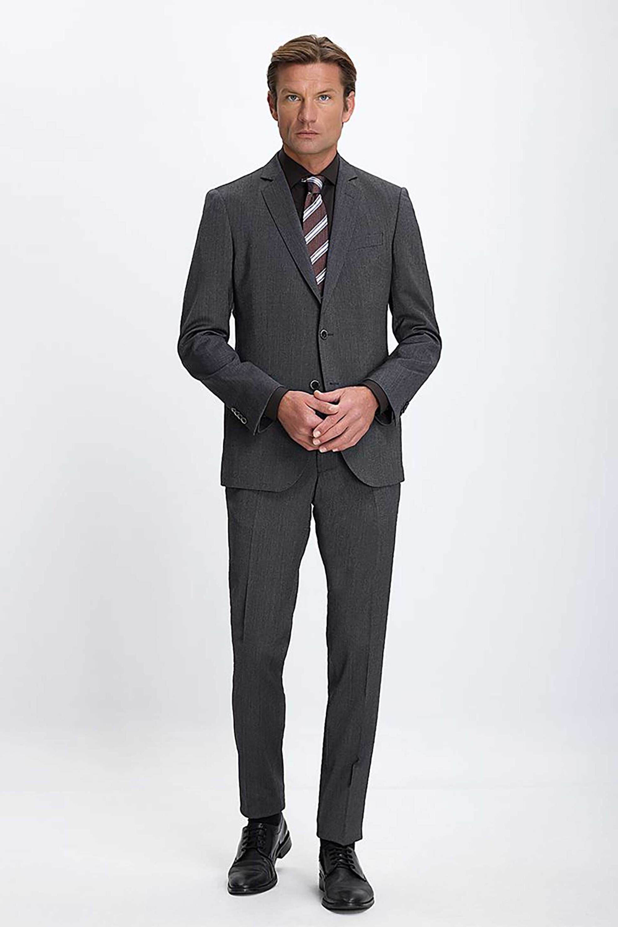 Vardas ανδρικό κοστούμι μονόχρωμο "Ε-motion" Slim Fit - D101000531400101 Γκρι