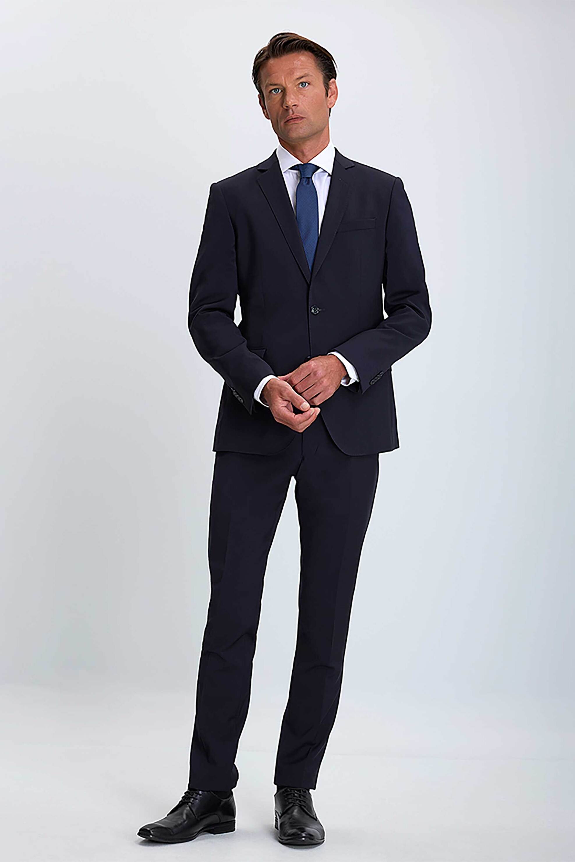 Vardas ανδρικό κοστούμι μονόχρωμο Slim Fit - D101000731106101 Μπλε Σκούρο