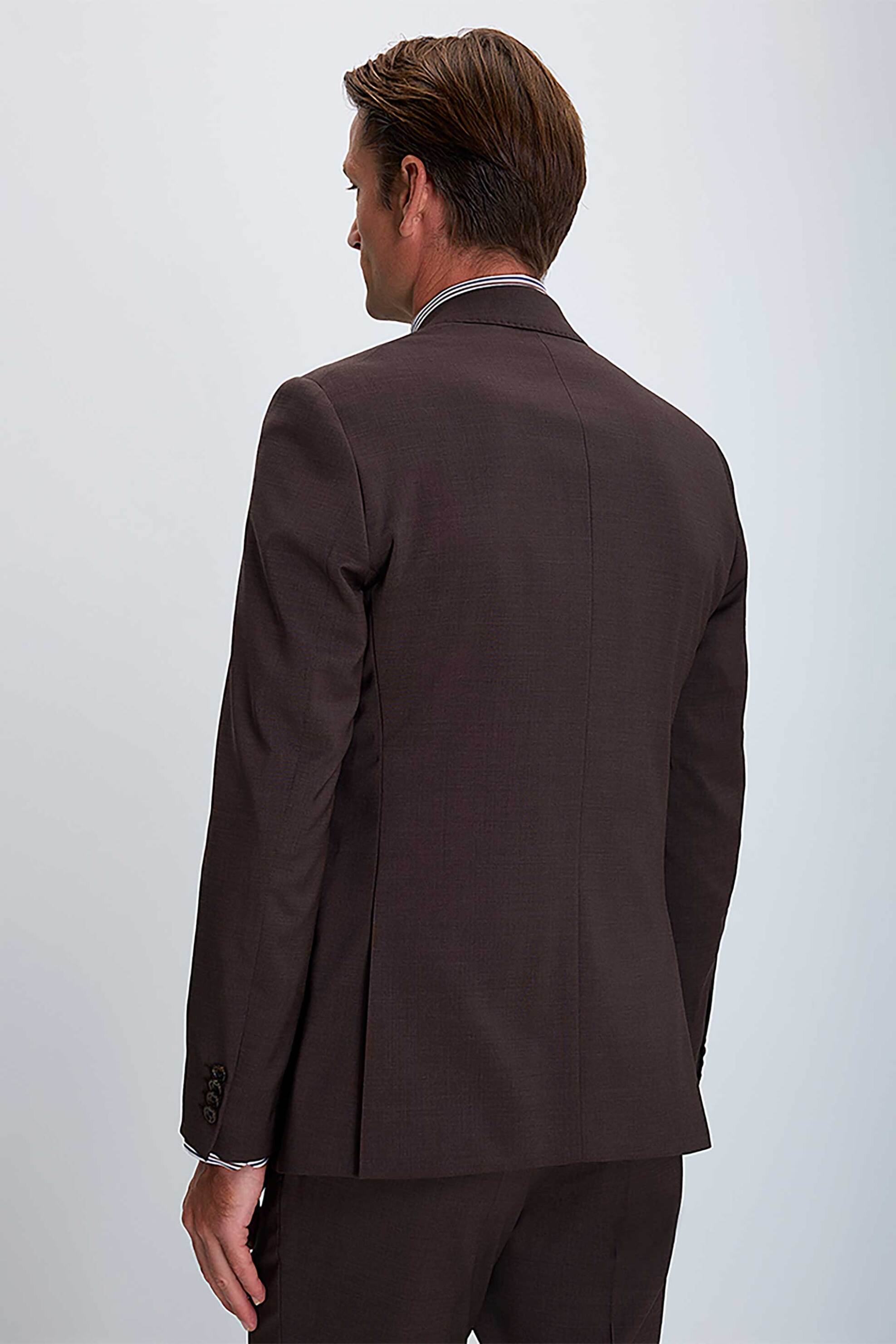 Vardas ανδρικό κοστούμι μονόχρωμο Slim Fit - D101000731302101 Καφέ φωτογραφία