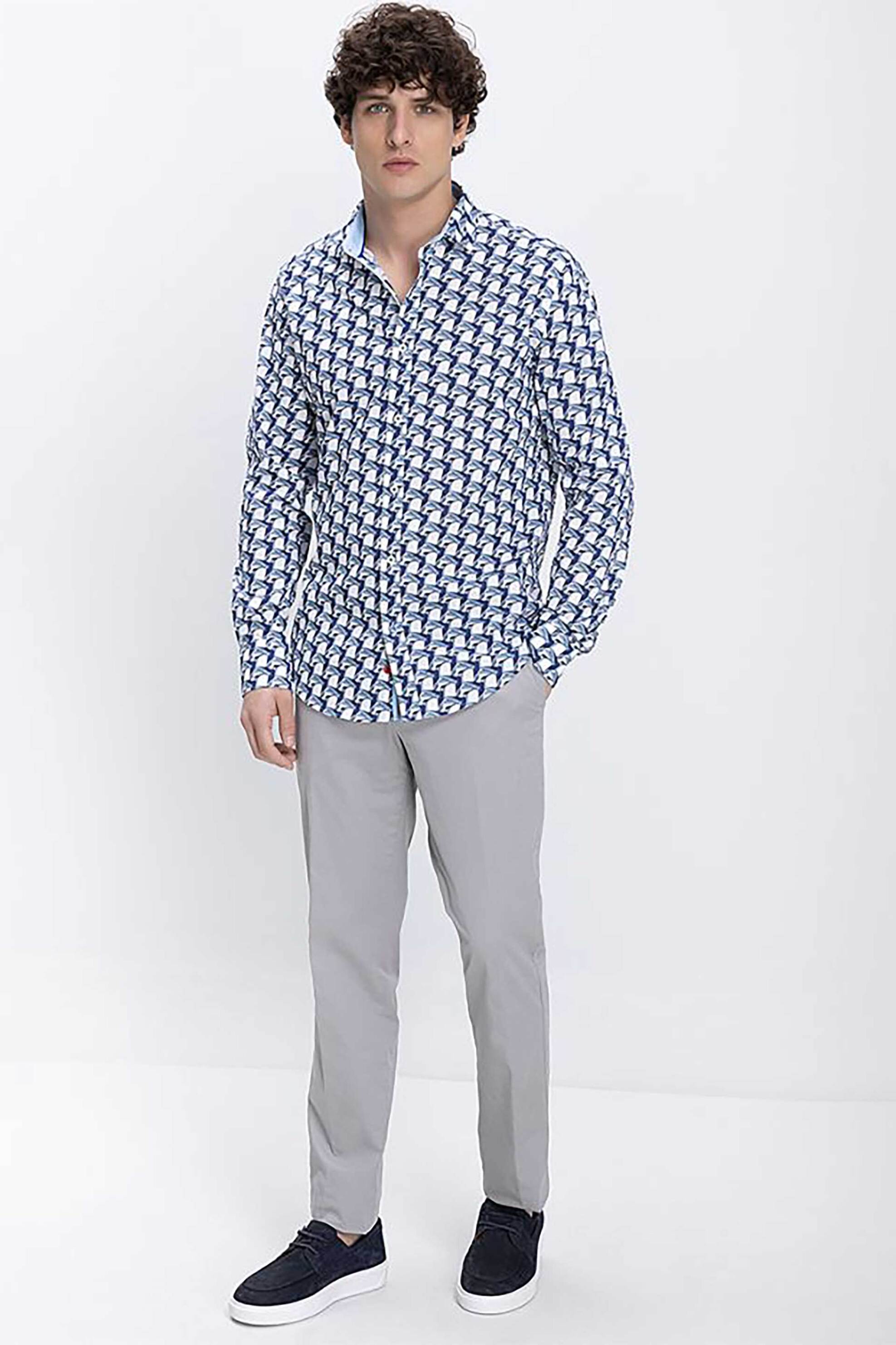 Kaiser Hoff ανδρικό παντελόνι chino Regular Fit - D124001321402100 Γκρι Ανοιχτό