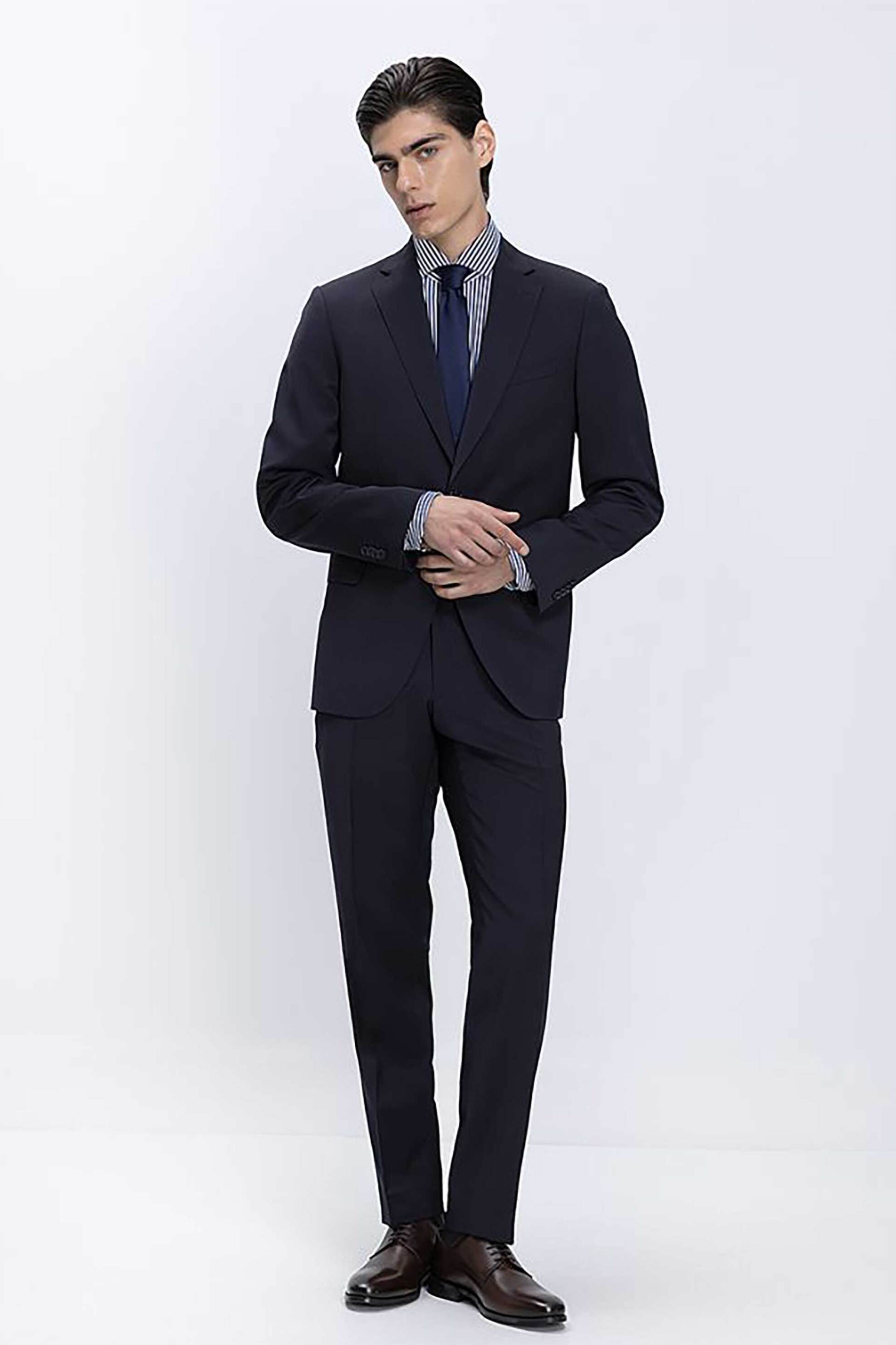 Kaiser Hoff ανδρικό κοστούμι μονόχρωμο Slim Fit - D102001591107100 Μπλε Σκούρο