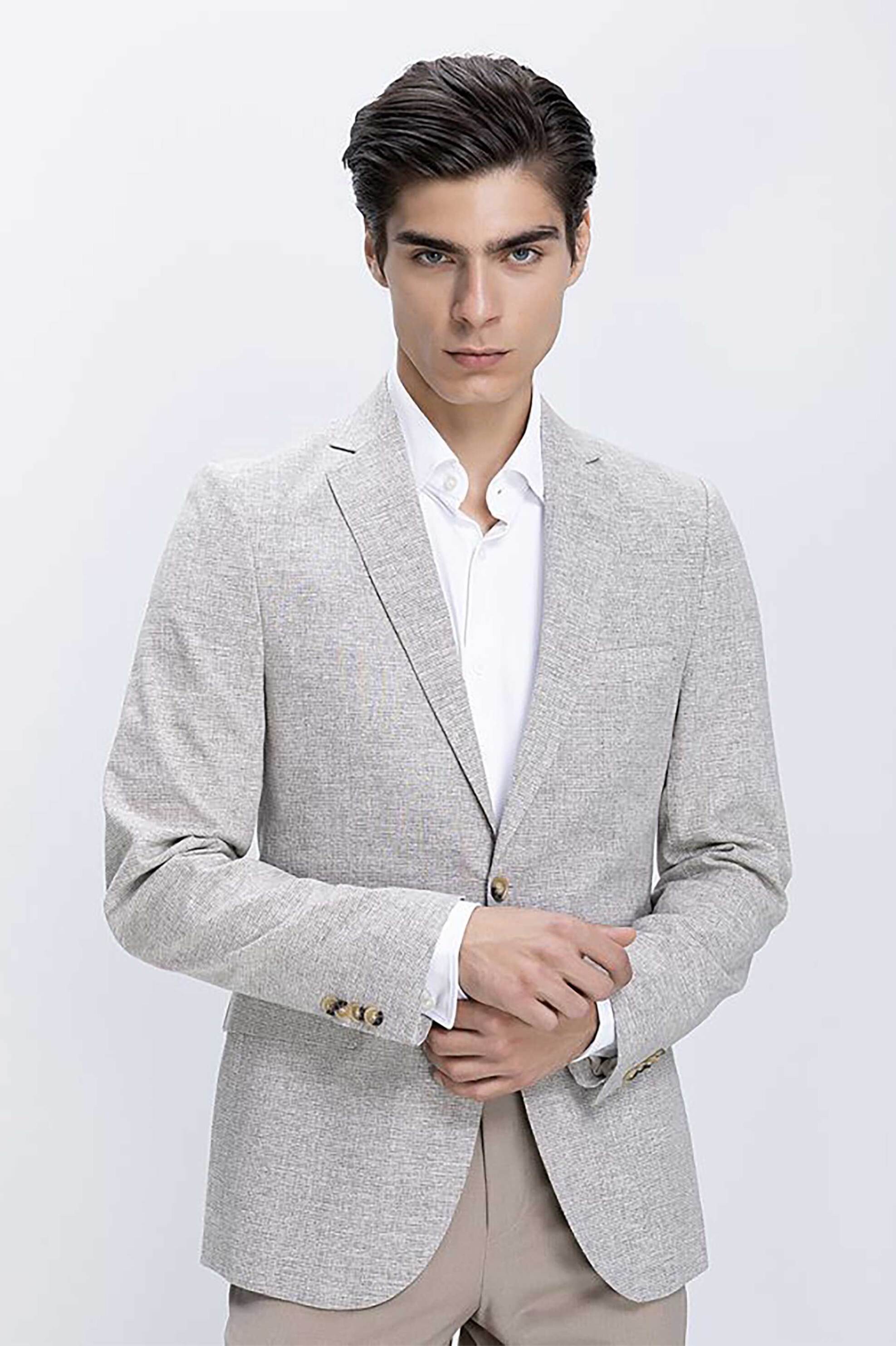 Vardas ανδρικό σακάκι μονόχρωμο Modern Fit - D104000861200100 Μπεζ