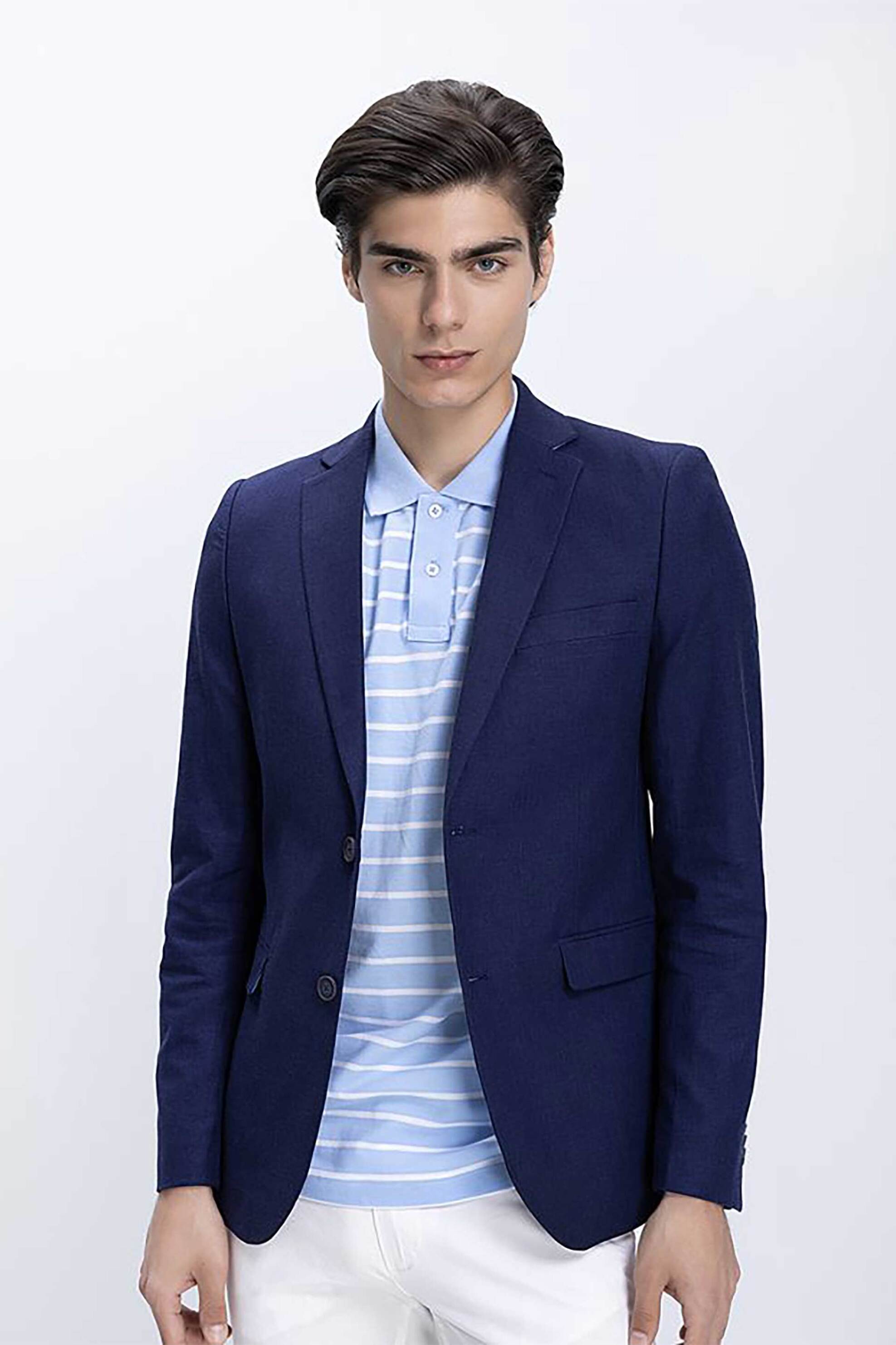 Vardas ανδρικό σακάκι μονόχρωμο Modern Fit - D104000871106100 Μπλε