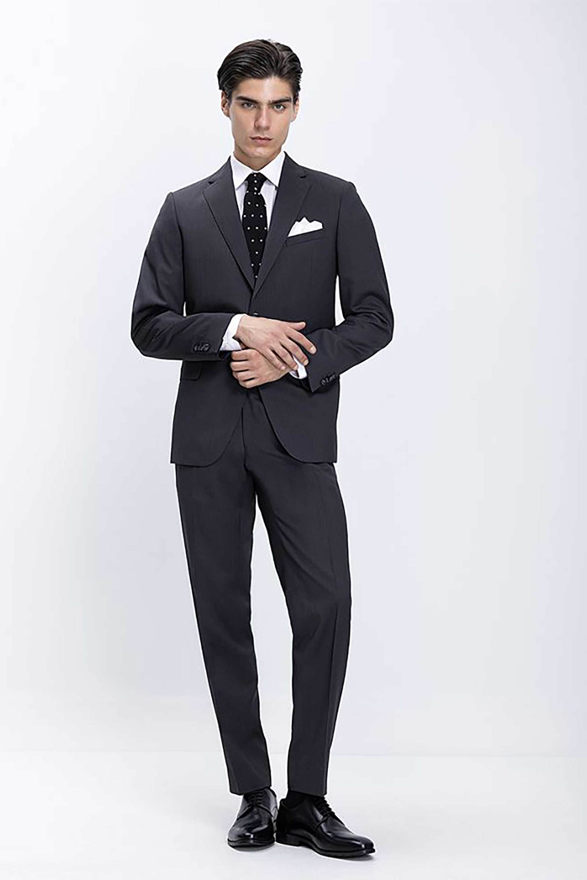 Kaiser Hoff ανδρικό κοστούμι μονόχρωμο Slim Fit - D102001561405100 Γκρι Σκούρο