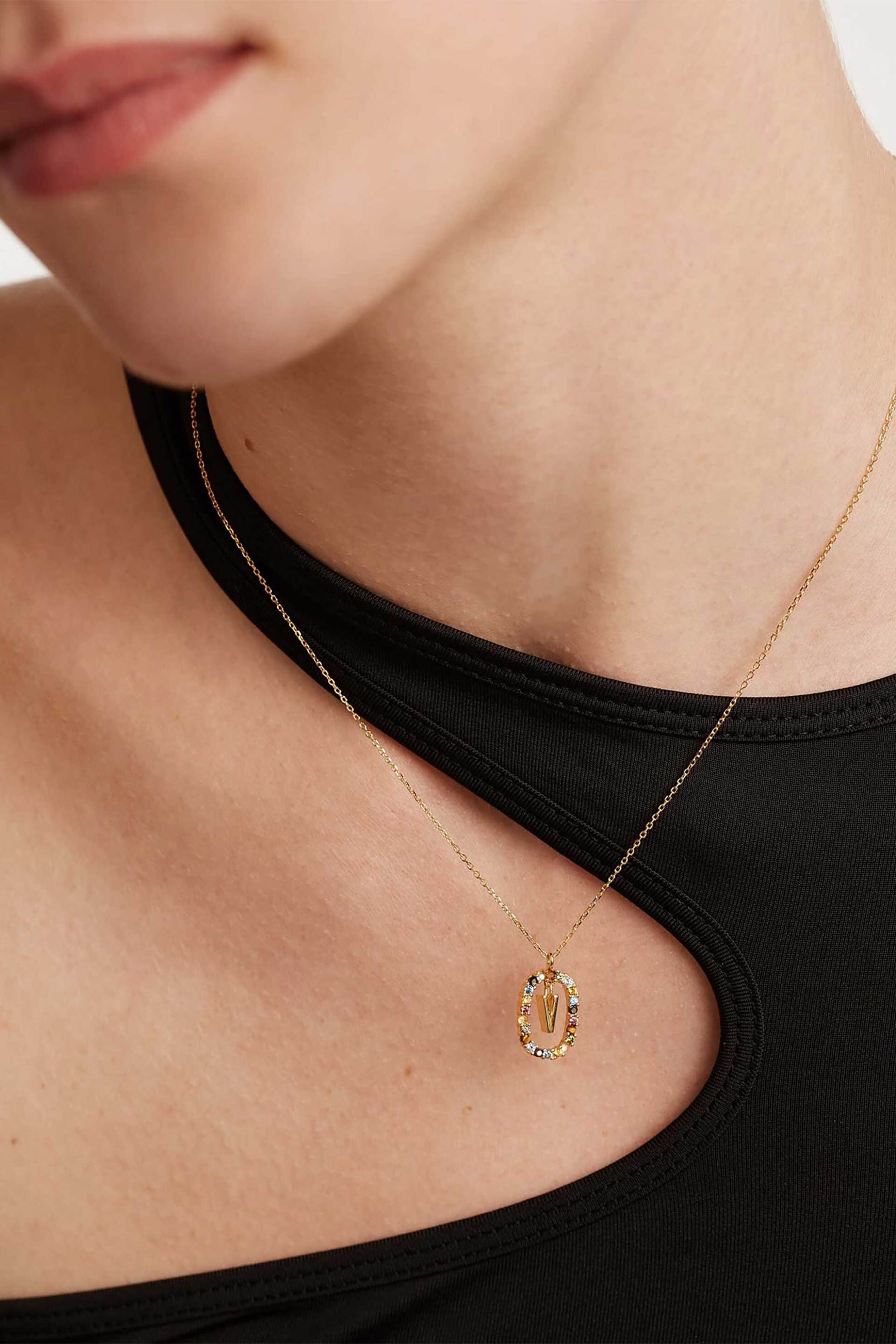 PDPAOLA γυναικείο κολιέ "Letter V" - CO01-281-U φωτογραφία