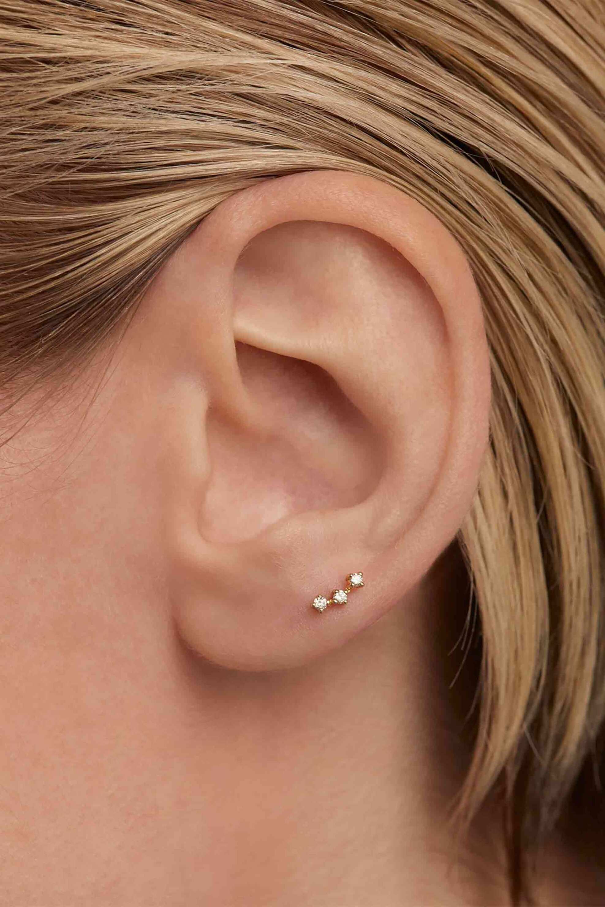 PDPAOLA γυναικείο μονό χρυσό σκουλαρίκι "Diamonds And Gold Brooklyn" - PG05-028-U φωτογραφία