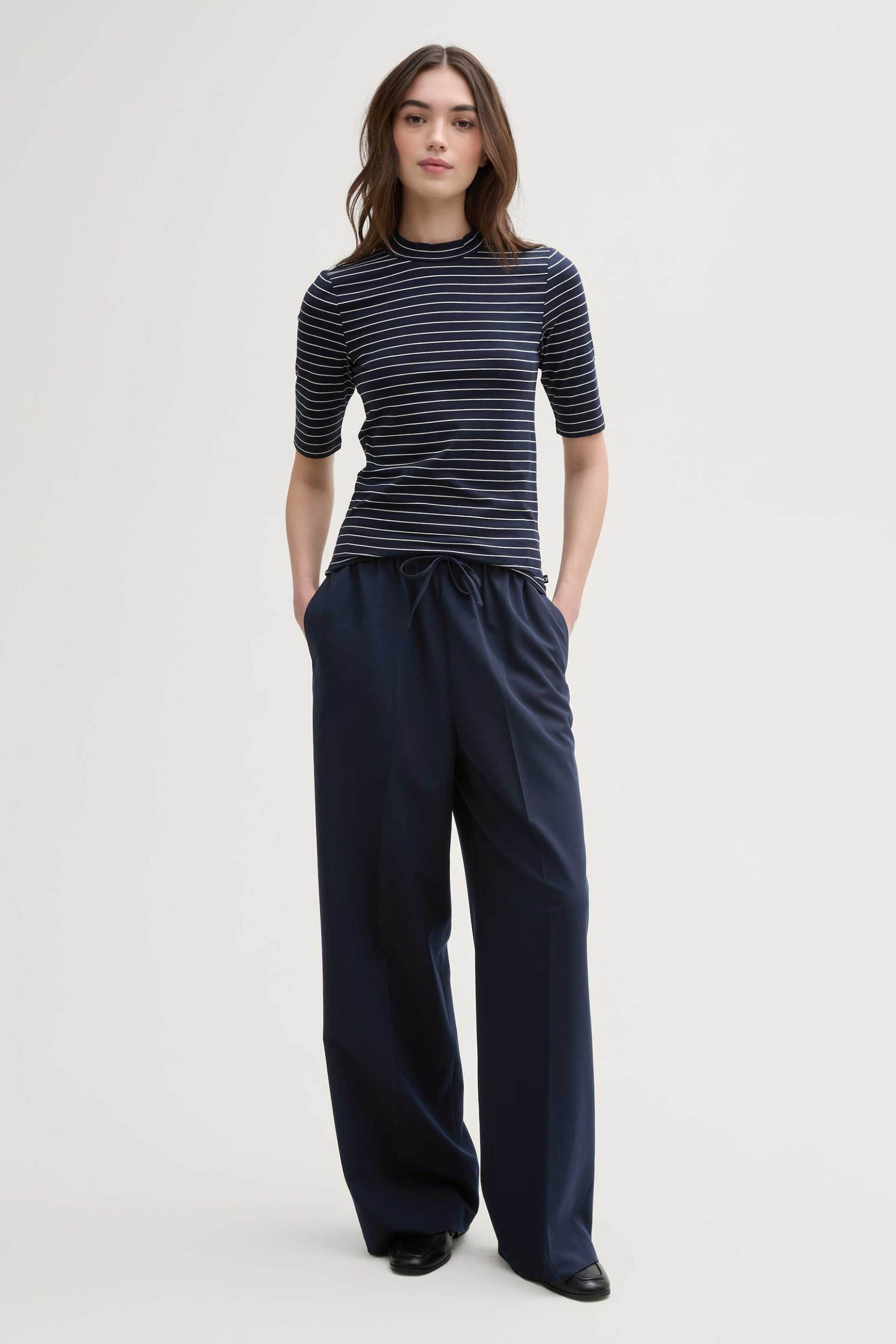  Tom Tailor γυναικείο παντελόνι μονόχρωμο Wide Leg - 1045693 Μπλε Σκούρο 2025