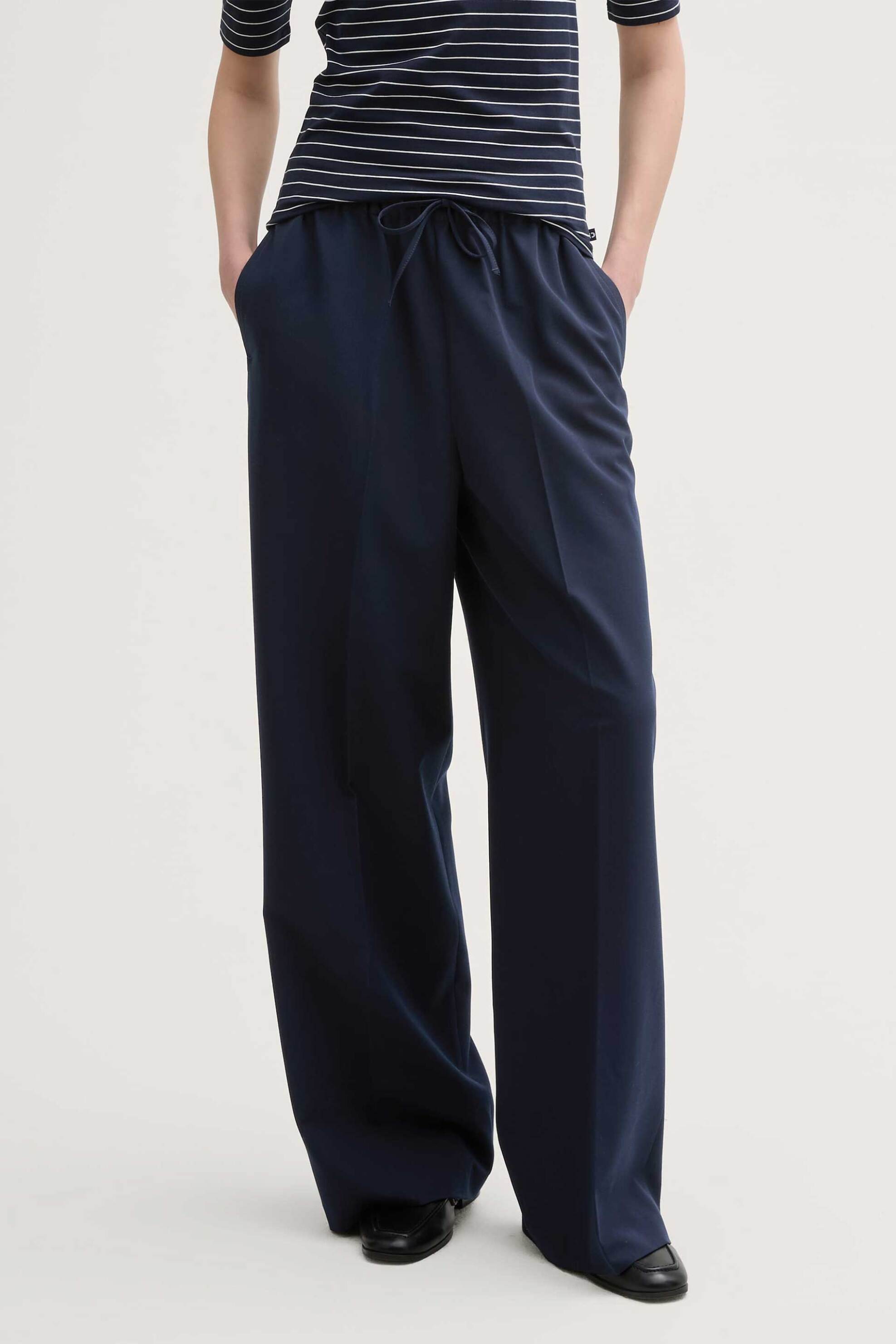 Tom Tailor γυναικείο παντελόνι μονόχρωμο Wide Leg - 1045693 Μπλε Σκούρο φωτογραφία