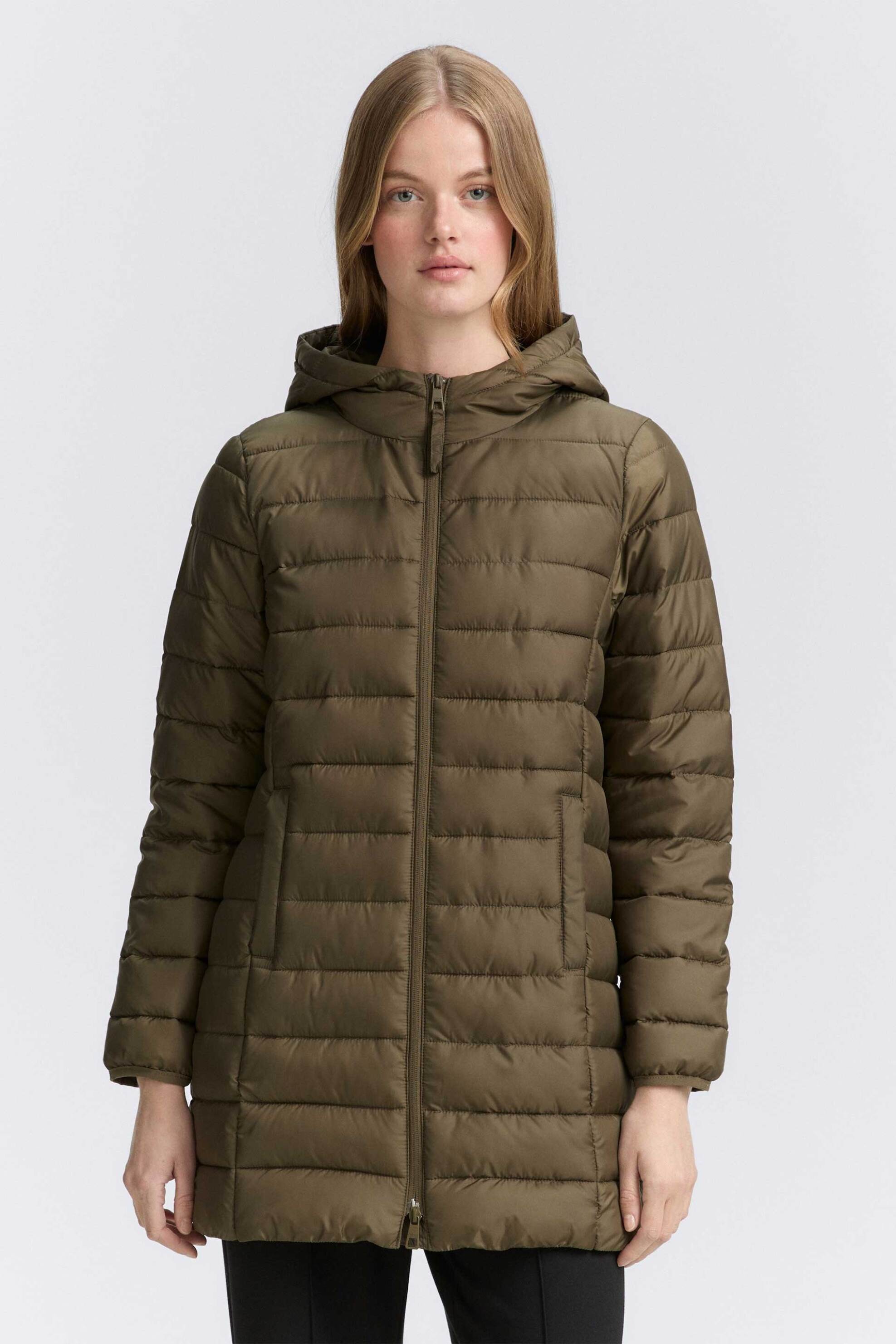 Tom Tailor γυναικείο μακρύ μπουφάν με καπιτονέ σχέδιο και κουκούλα