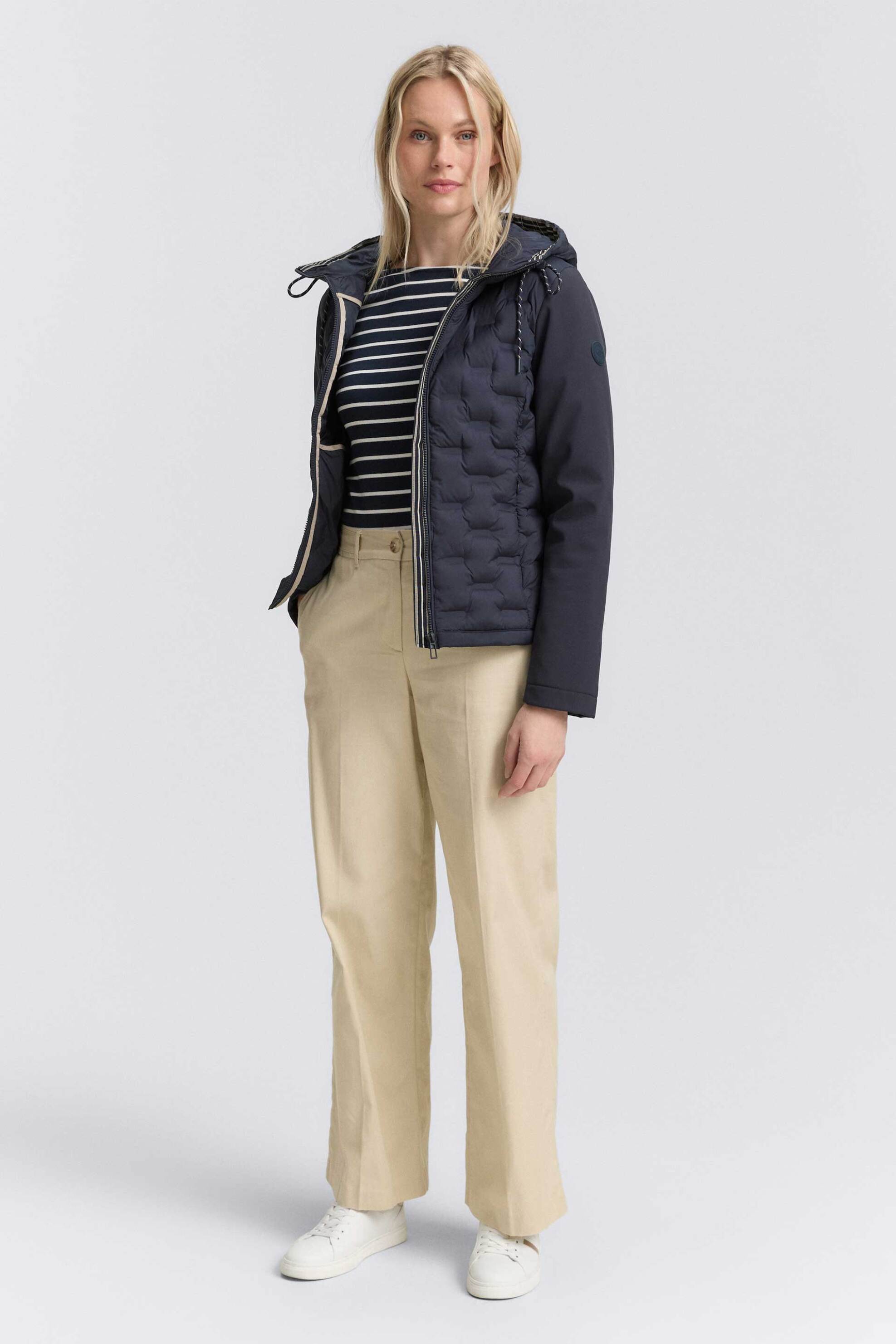 Tom Tailor γυναικείο αδιάβροχο μπουφάν με καπιτονέ σχέδιο και κουκούλα - 1046596 Μπλε Σκούρο φωτογραφία