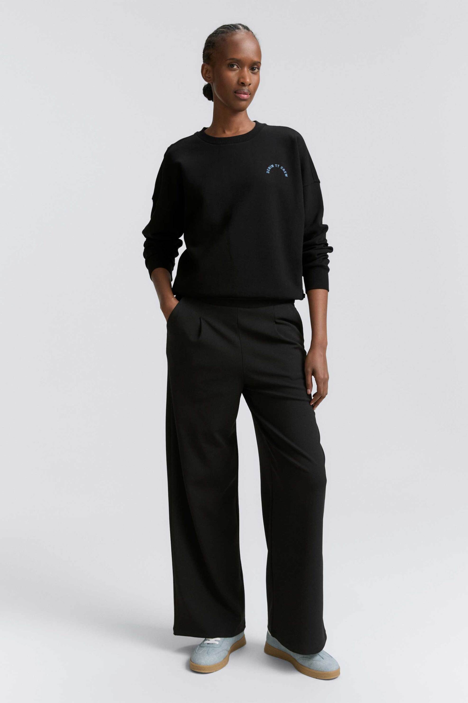 Tom Tailor γυναικεία μπλούζα φούτερ με lettering Loose Fit - 1045508 Μαύρο φωτογραφία