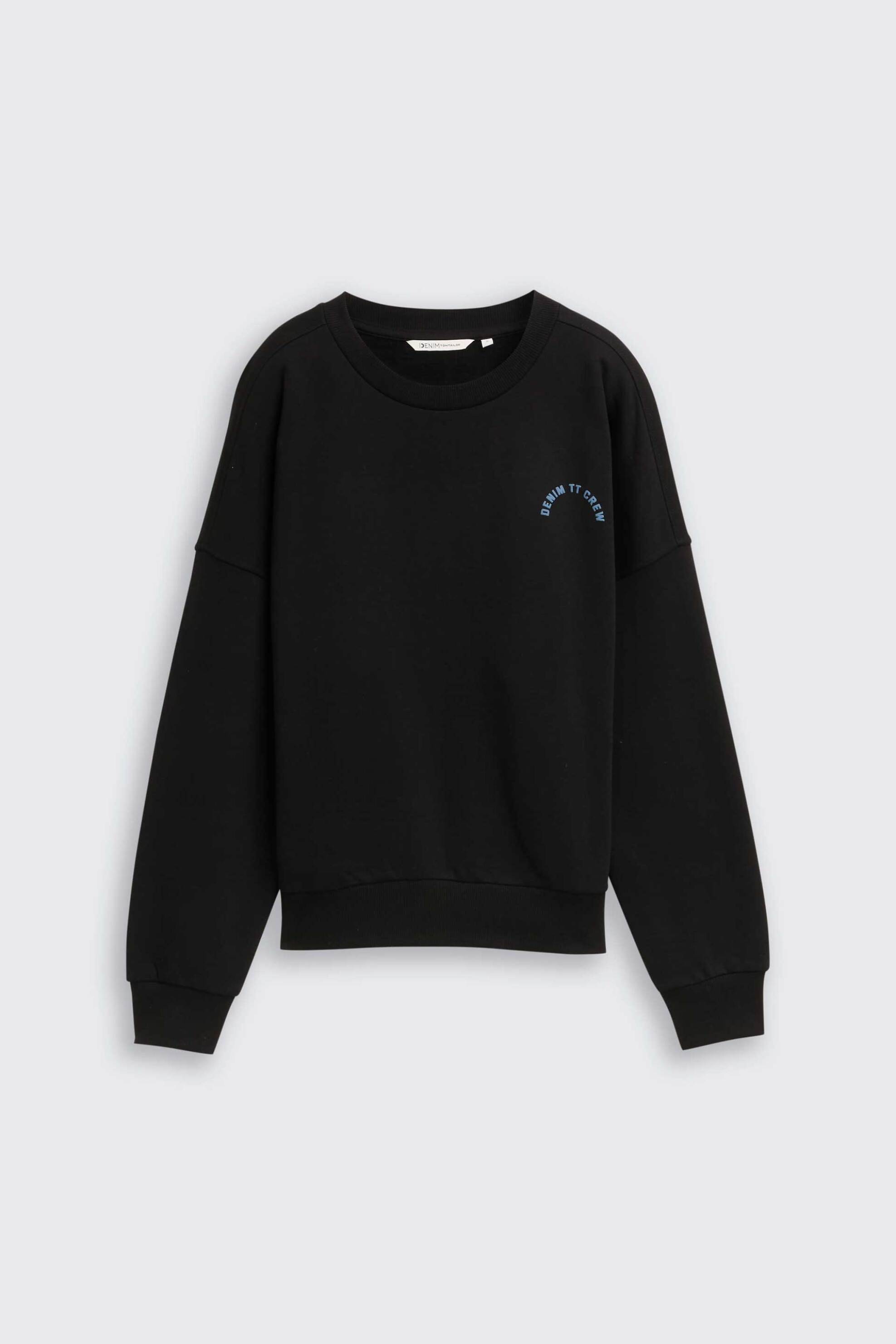 Tom Tailor γυναικεία μπλούζα φούτερ με lettering Loose Fit - 1045508 Μαύρο φωτογραφία