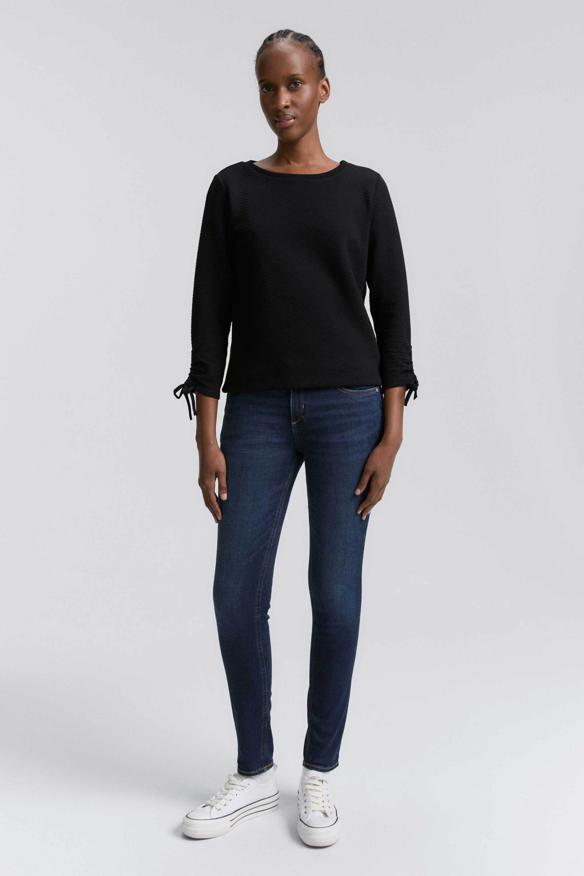 Tom Tailor γυναικεία μπλούζα φούτερ με ρυθμιζόμενο κορδόνι Regular Fit - 1047227 Μαύρο φωτογραφία