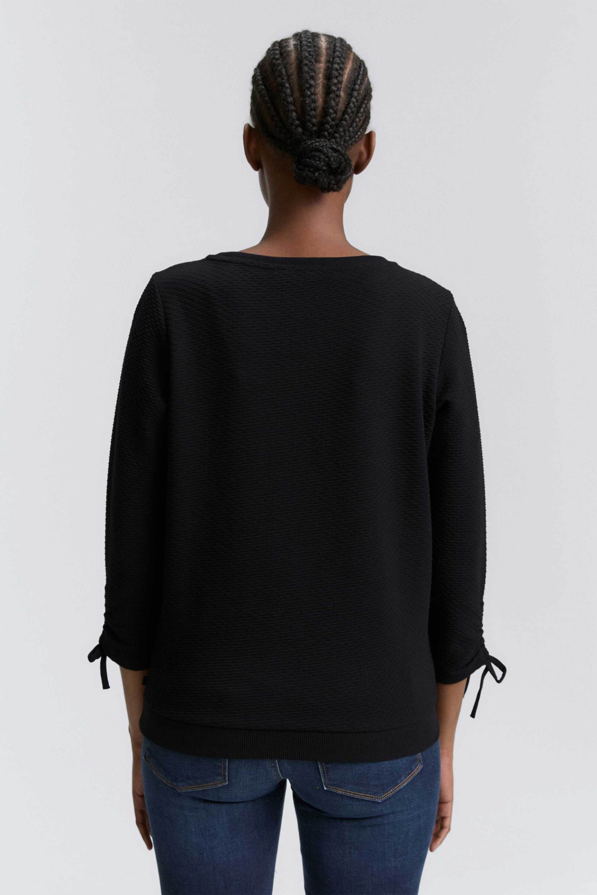 Tom Tailor γυναικεία μπλούζα φούτερ με ρυθμιζόμενο κορδόνι Regular Fit - 1047227 Μαύρο φωτογραφία