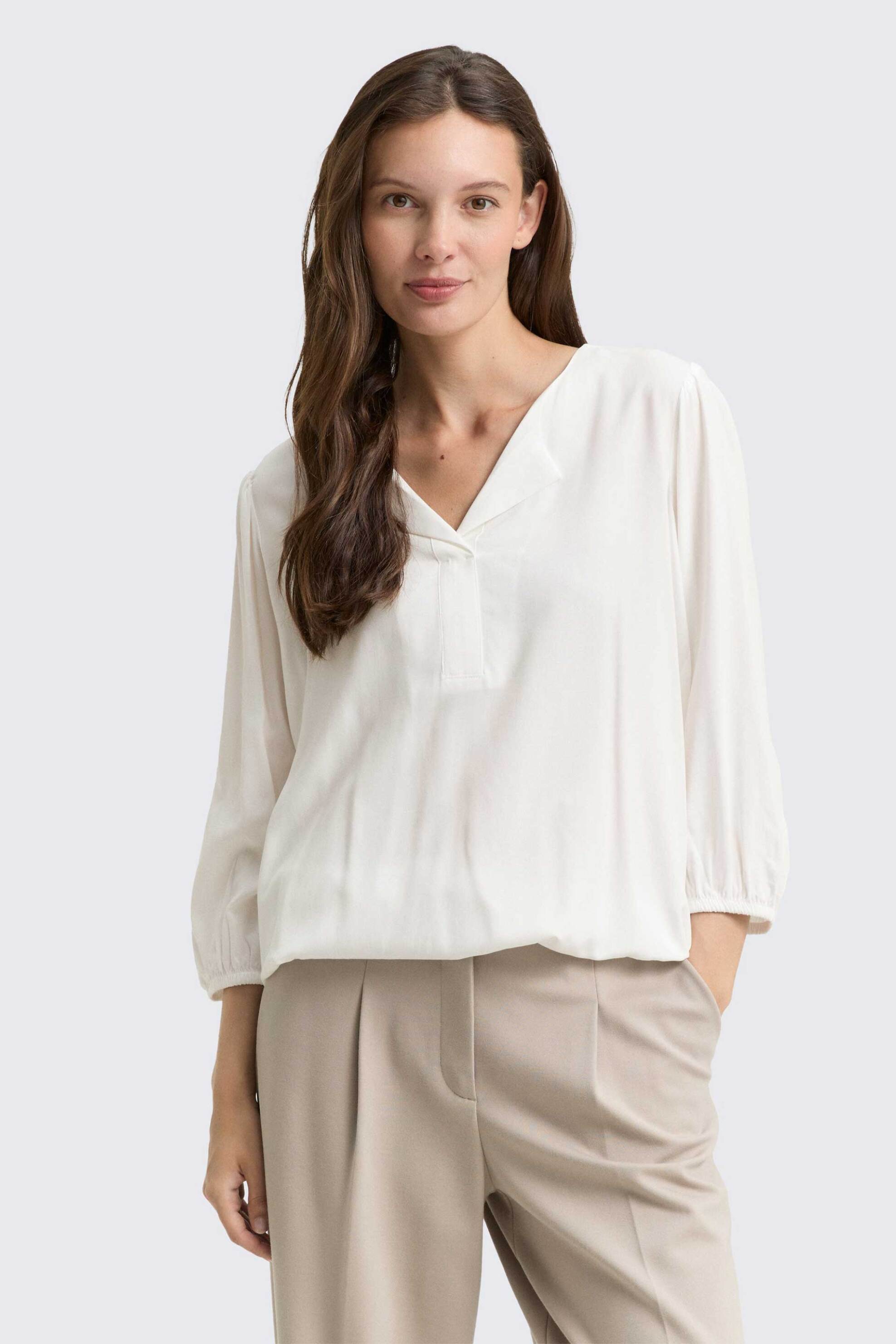 Tom Tailor γυναικεία μπλούζα με all-over print Regular Fit - 1047574 Λευκό