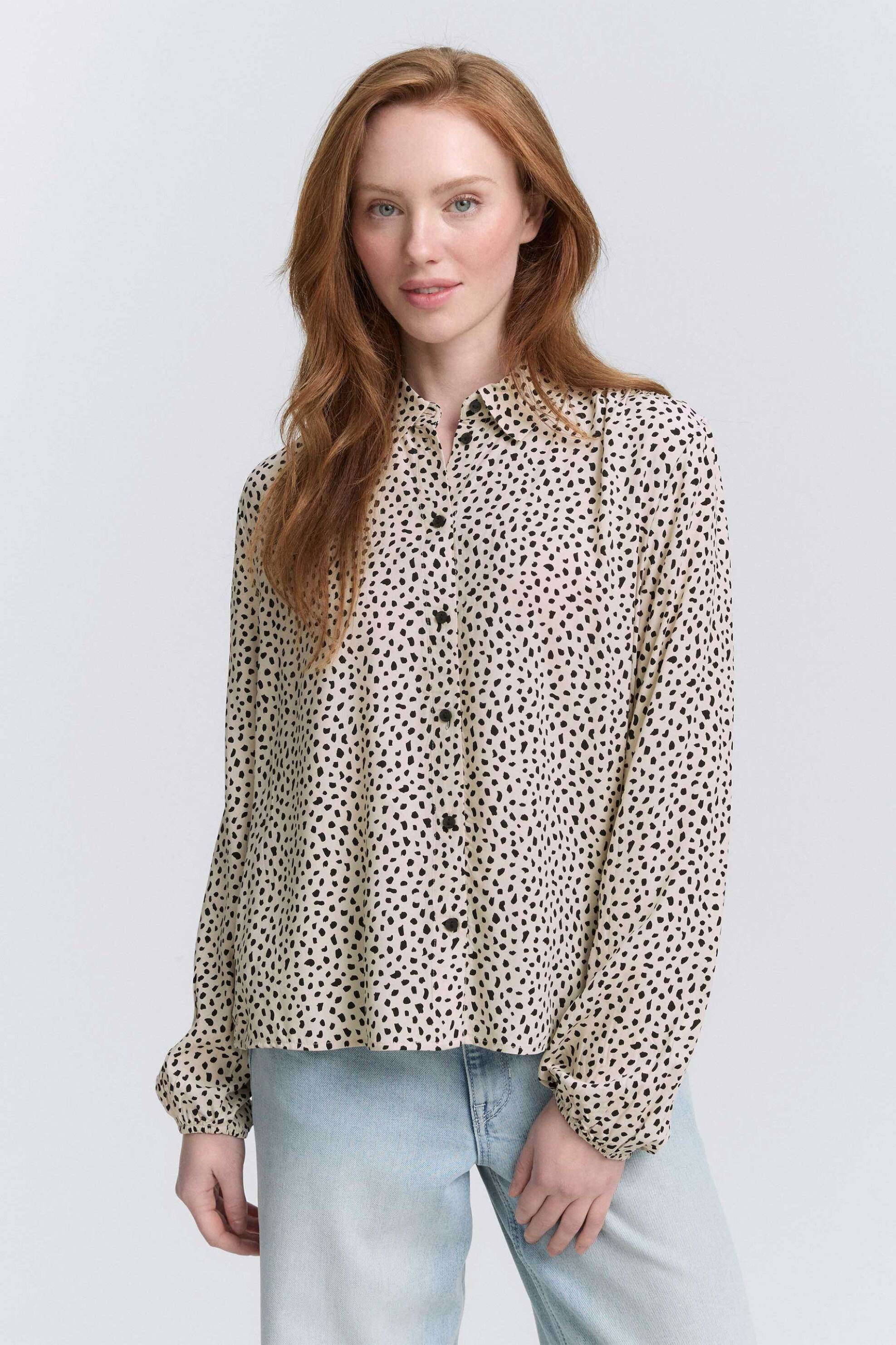 Tom Tailor γυναικείο πουκάμισο με all-over σχέδιο Regular Fit - 1047614 Μπεζ