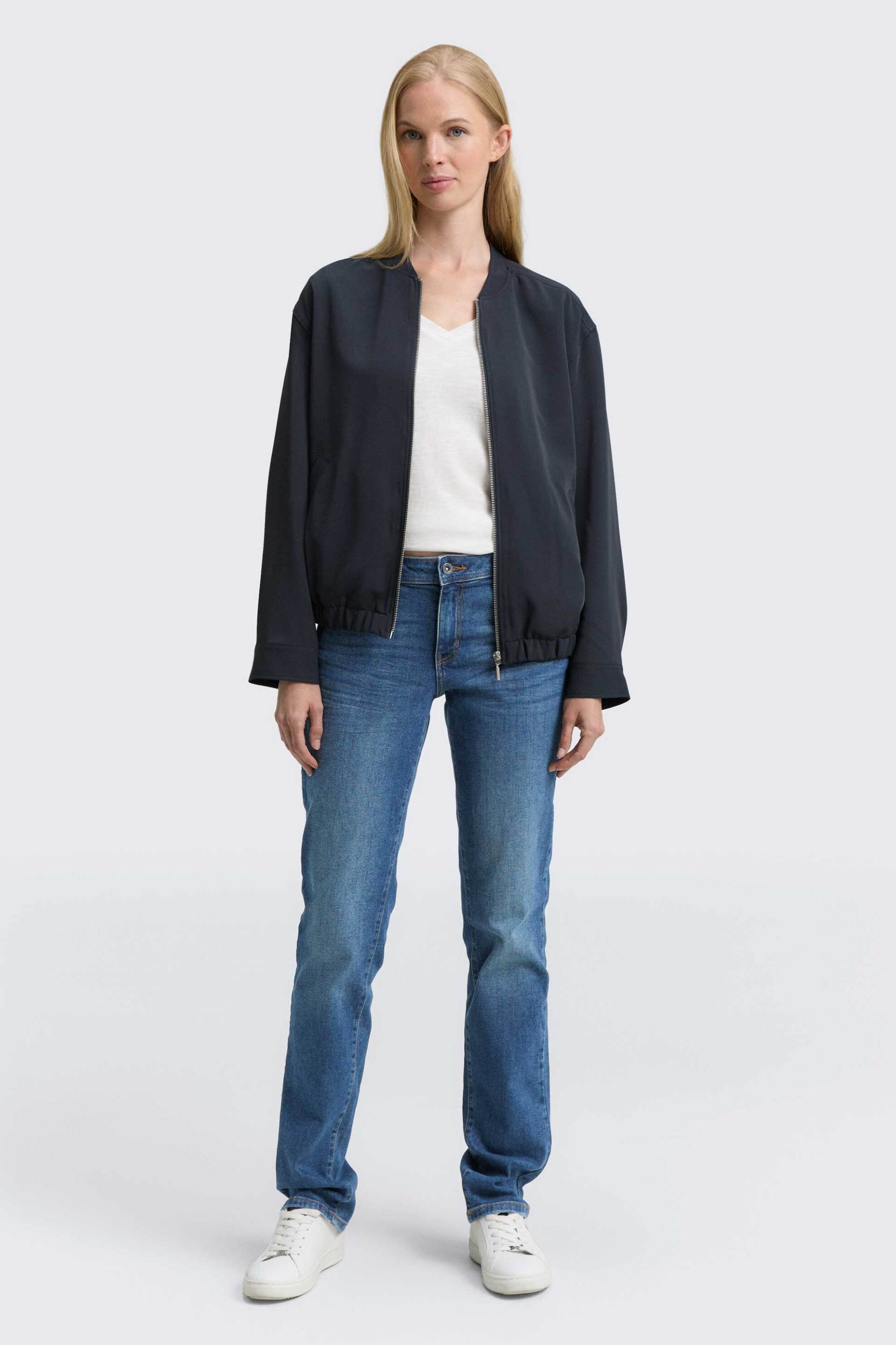 Tom Tailor γυναικείο τζιν παντελόνι πεντάτσεπο με logo patch Straight Fit - 1047849 Denim Blue