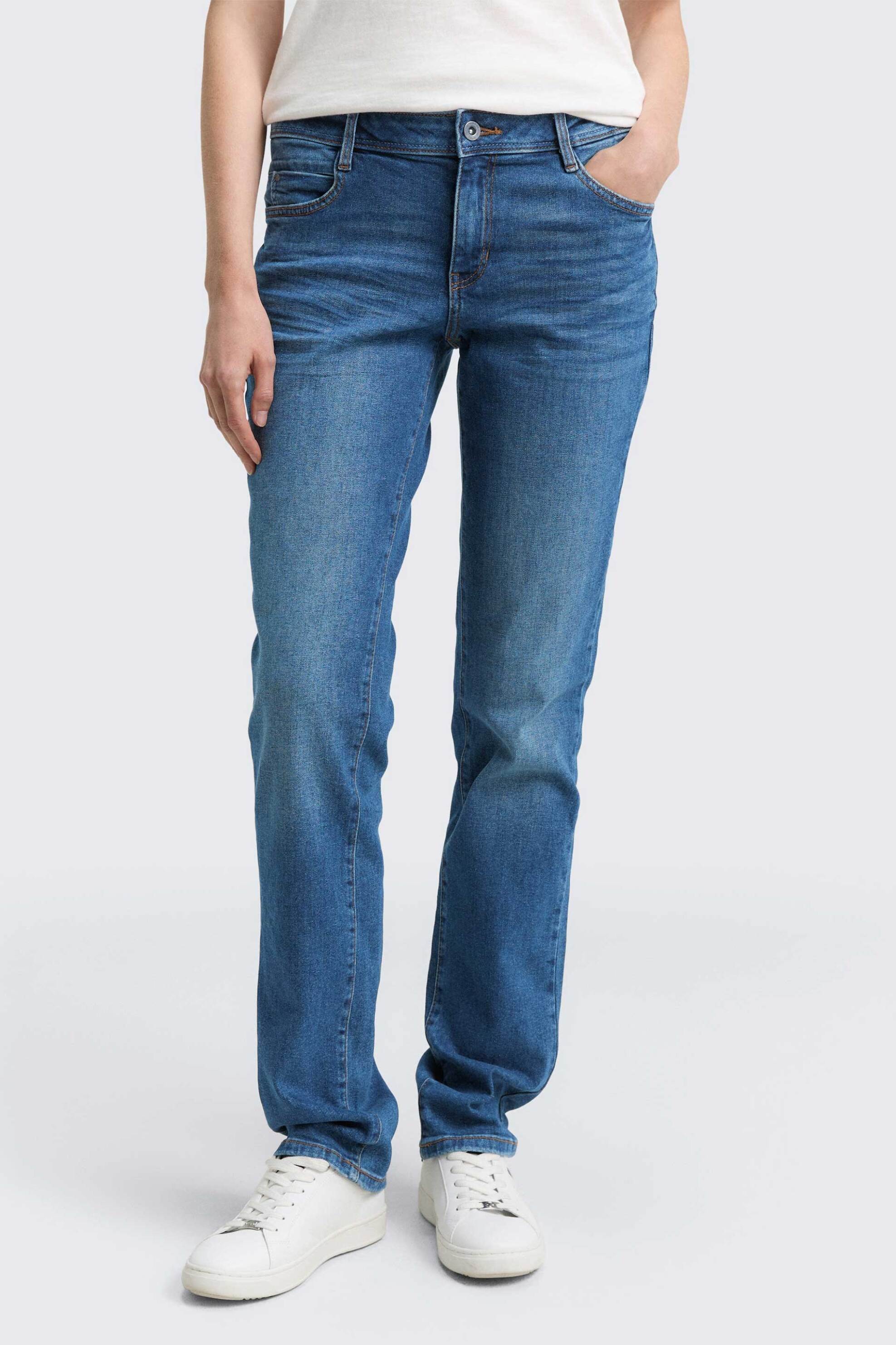 Tom Tailor γυναικείο τζιν παντελόνι πεντάτσεπο με logo patch Straight Fit - 1047849 Denim Blue