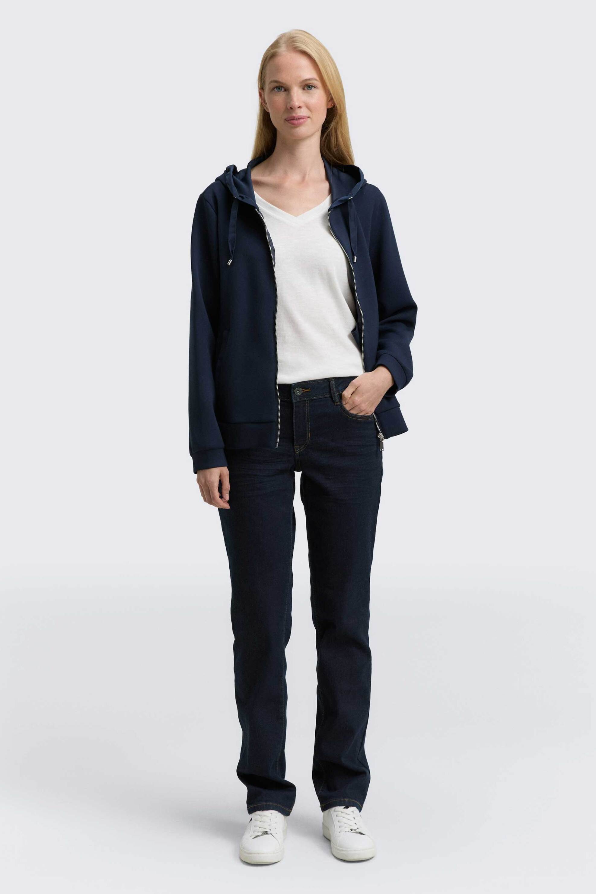 Tom Tailor γυναικείο τζιν παντελόνι πεντάτσεπο με logo patch Straight Fit - 1047849 Denim Blue Σκούρο