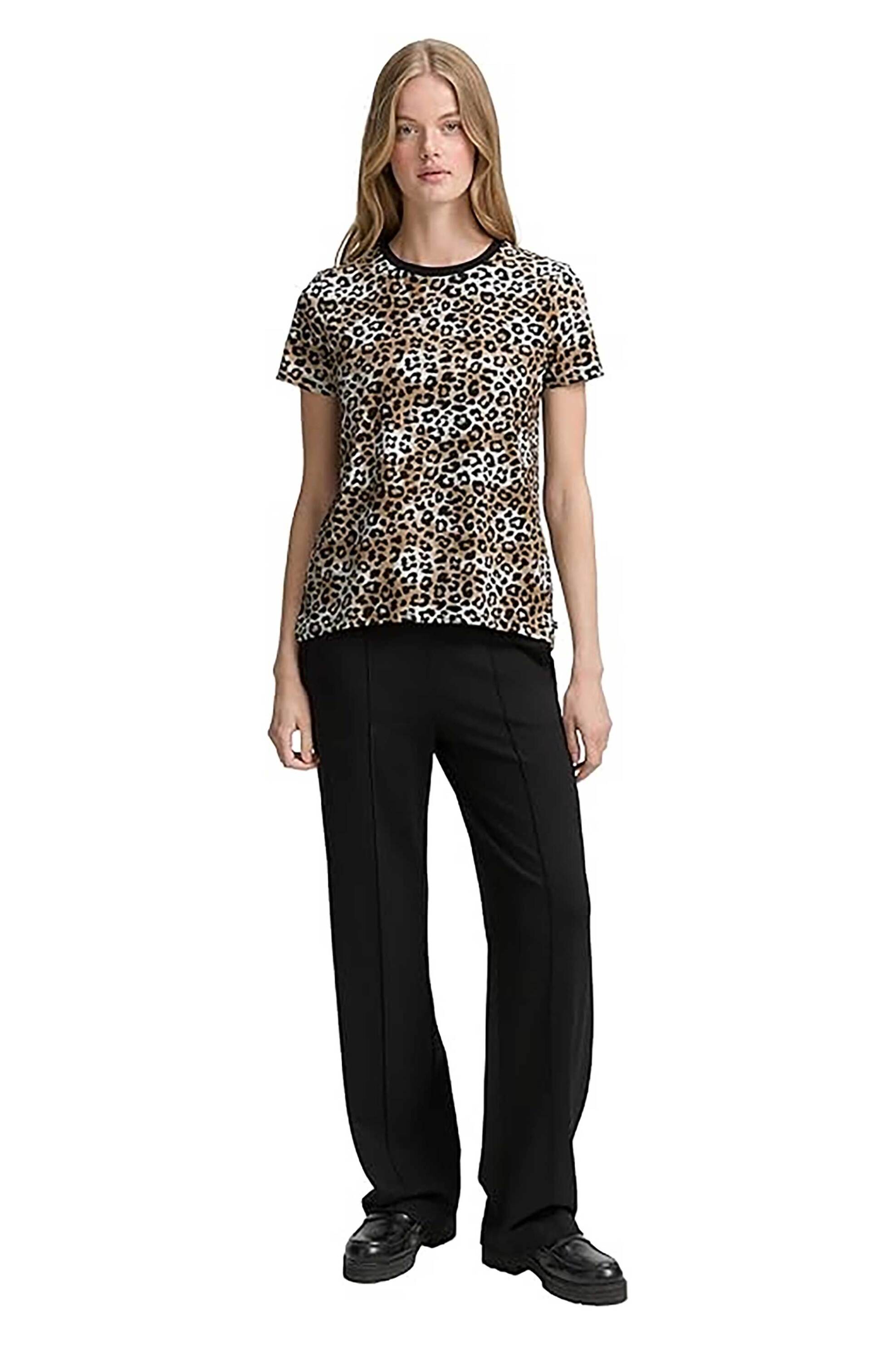 Tom Tailor γυναικείο T-shirt με all-over print Loose Fit - 1048332 Καφέ